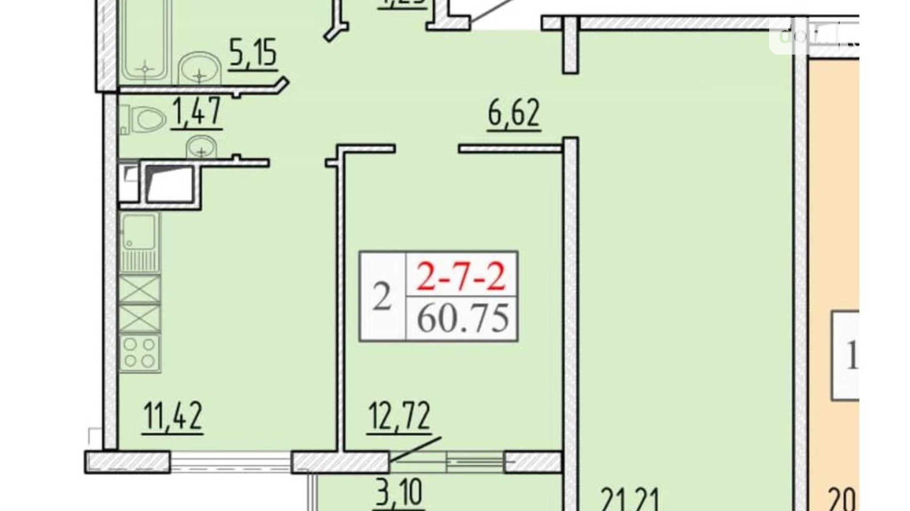 Продается 2-комнатная квартира 60.6 кв. м в Одессе, ул. Жемчужная - фото 3