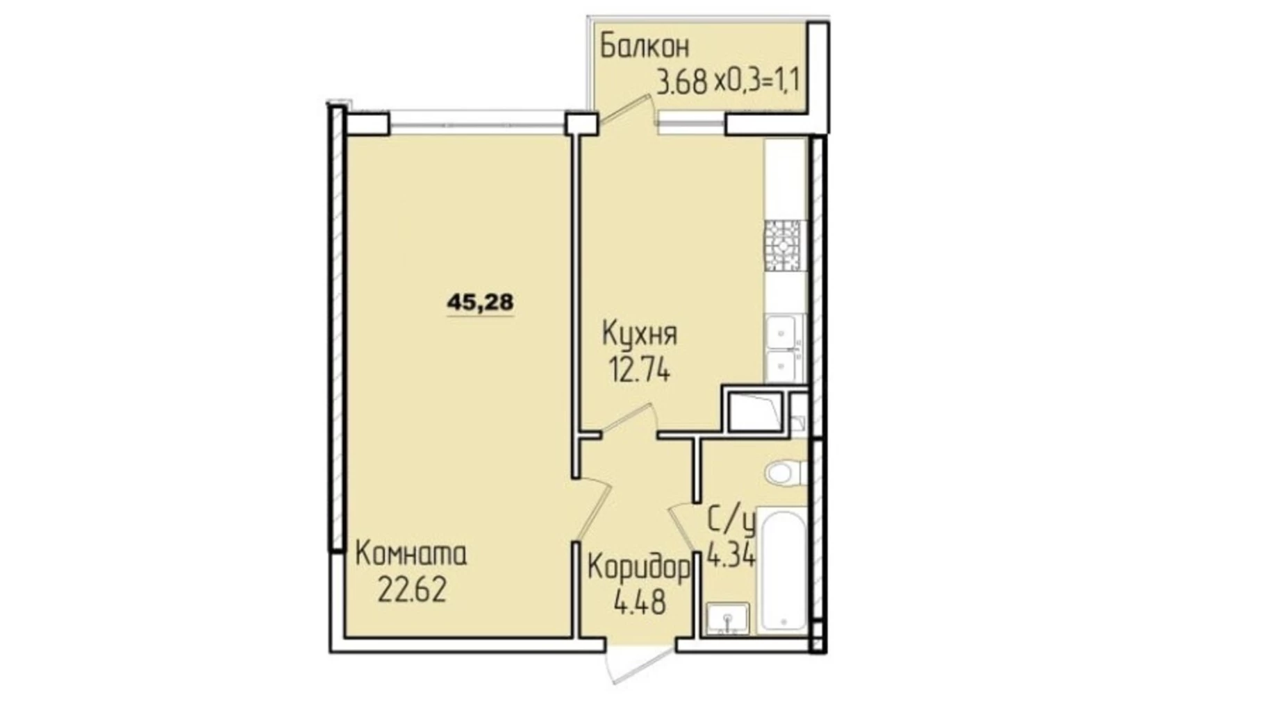 Продается 1-комнатная квартира 44 кв. м в Одессе, ул. Генуэзская, 1 корпус 3