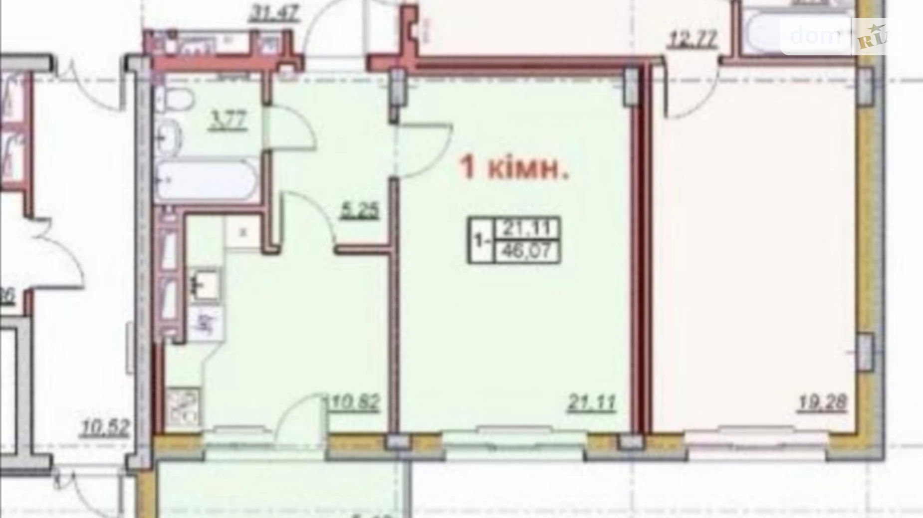 Продається 1-кімнатна квартира 45 кв. м у Києві, вул. Будівельників, 30