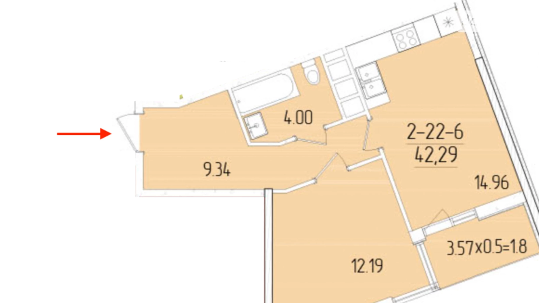 Продается 1-комнатная квартира 42 кв. м в Одессе, ул. Краснова - фото 2