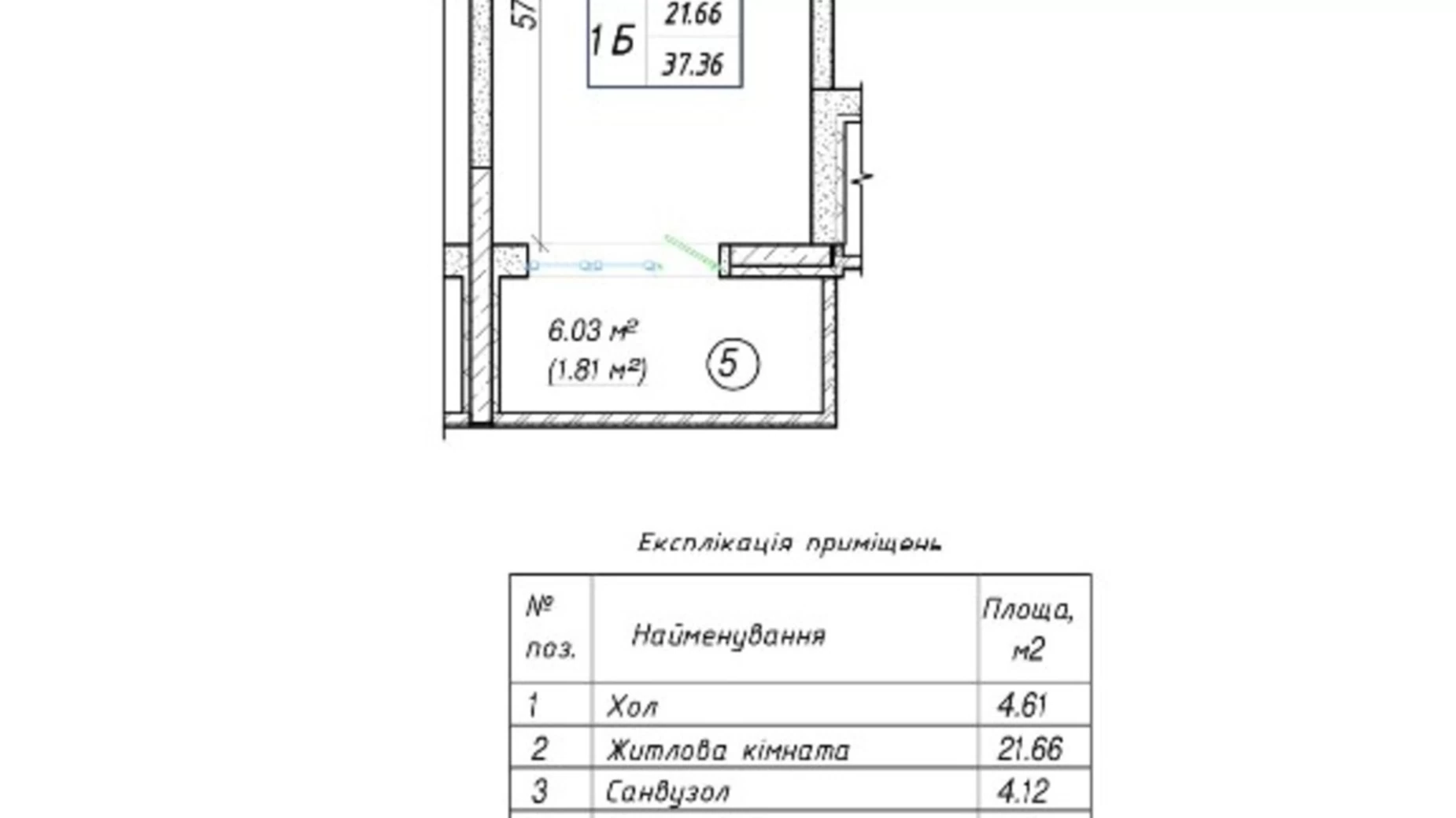 Продається 1-кімнатна квартира 38 кв. м у Києві, вул. Поліська, 4