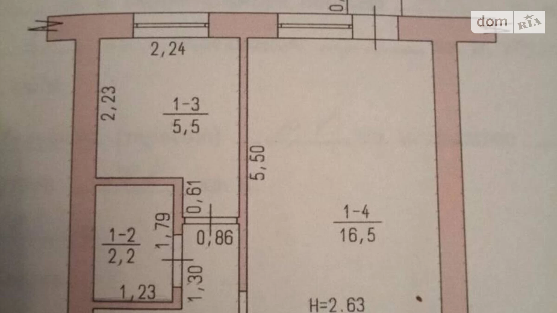 Продается 1-комнатная квартира 28.2 кв. м в Овидиополе, ул. Соборная(Кирова)