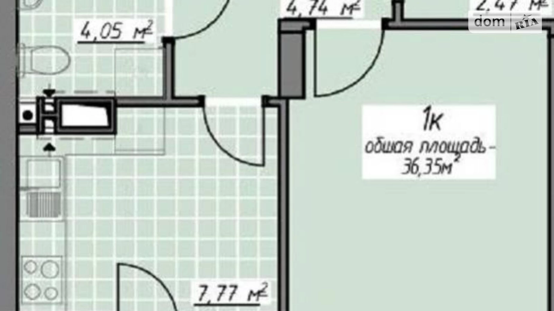 Продається 1-кімнатна квартира 36.35 кв. м у Одесі, вул. Академіка Воробйова