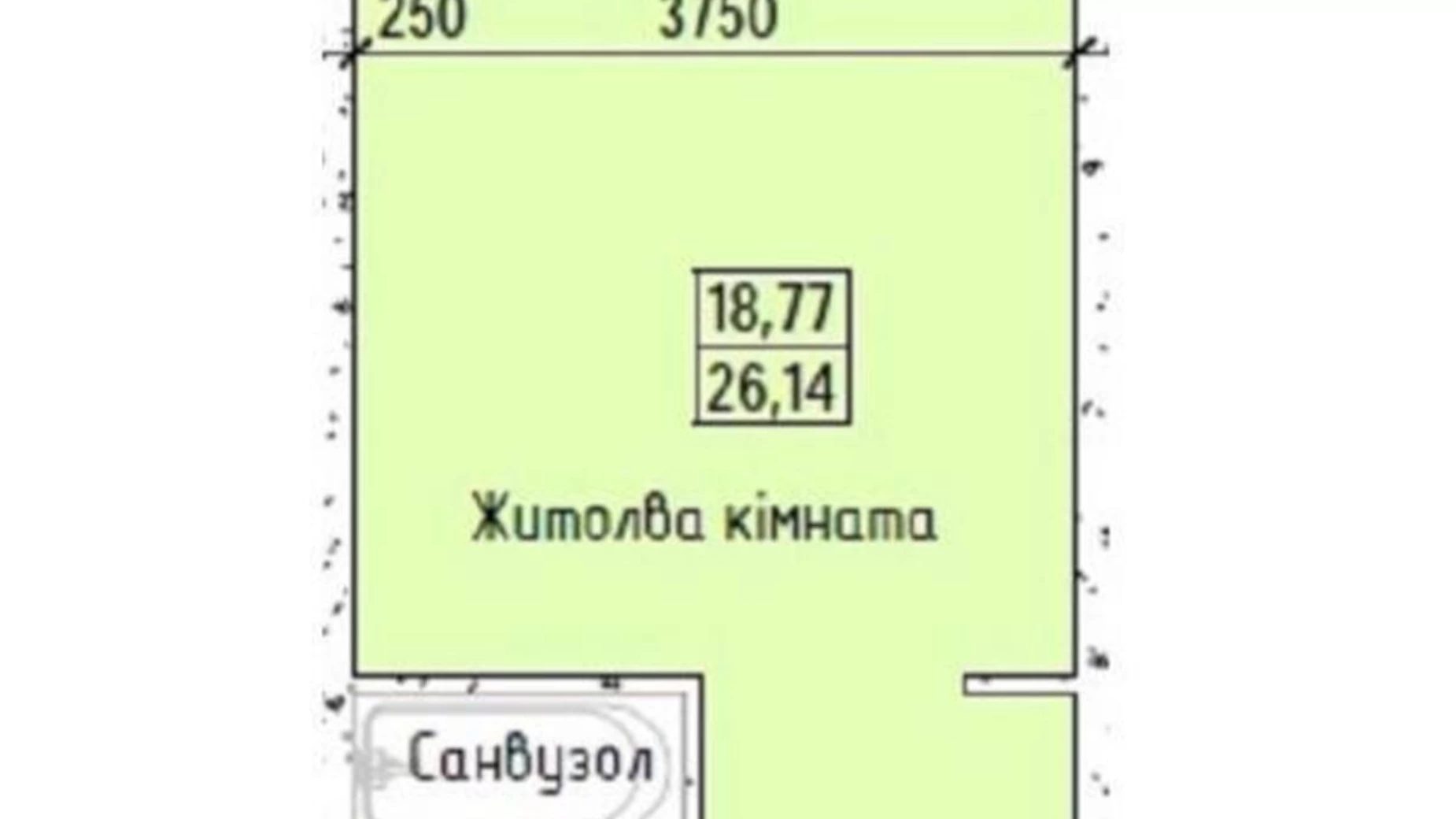 Продається 1-кімнатна квартира 26.12 кв. м у Одесі, вул. Слобідська