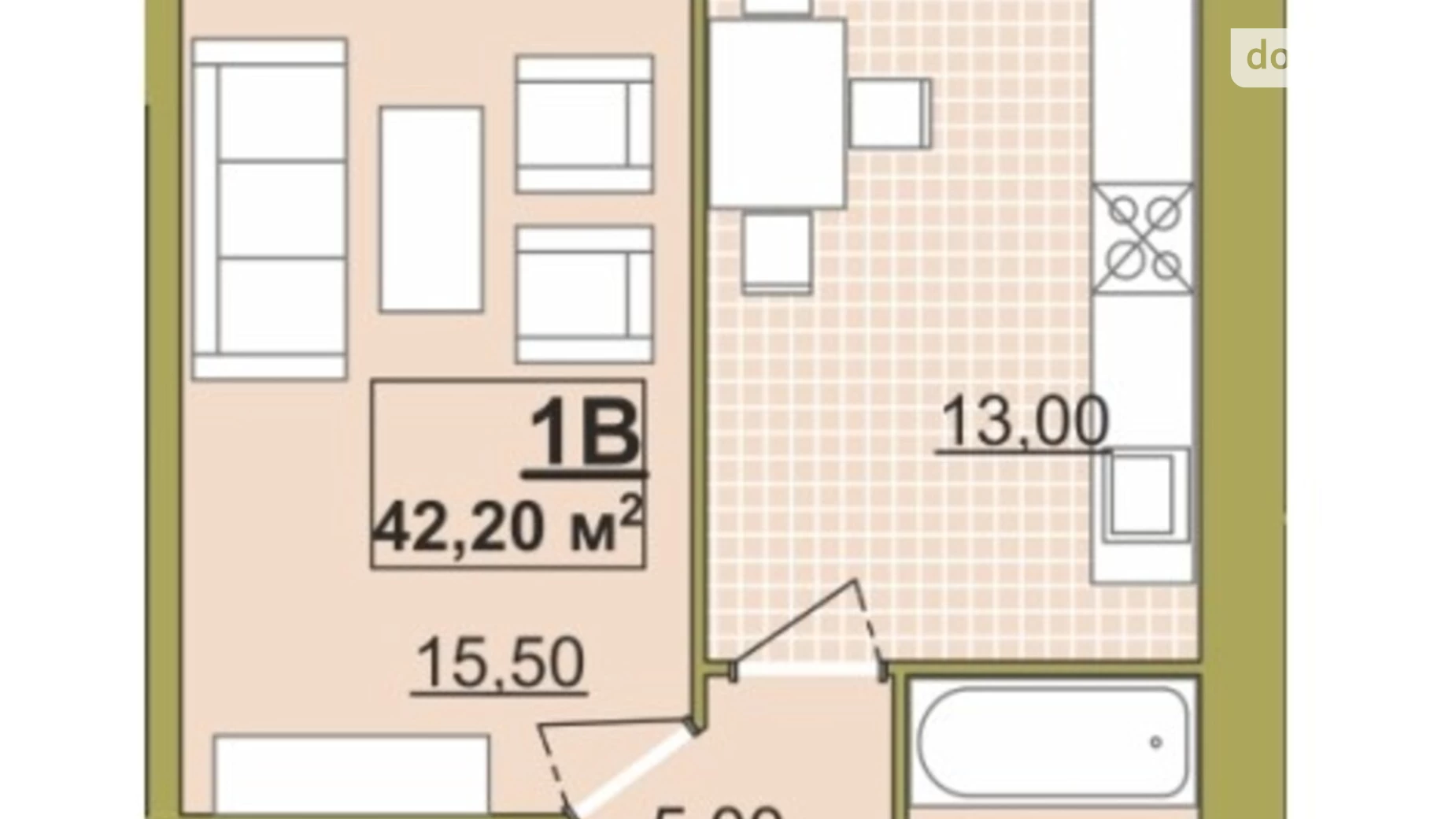 Продается 1-комнатная квартира 42 кв. м в Ивано-Франковске, ул. Высочана Семена, 18