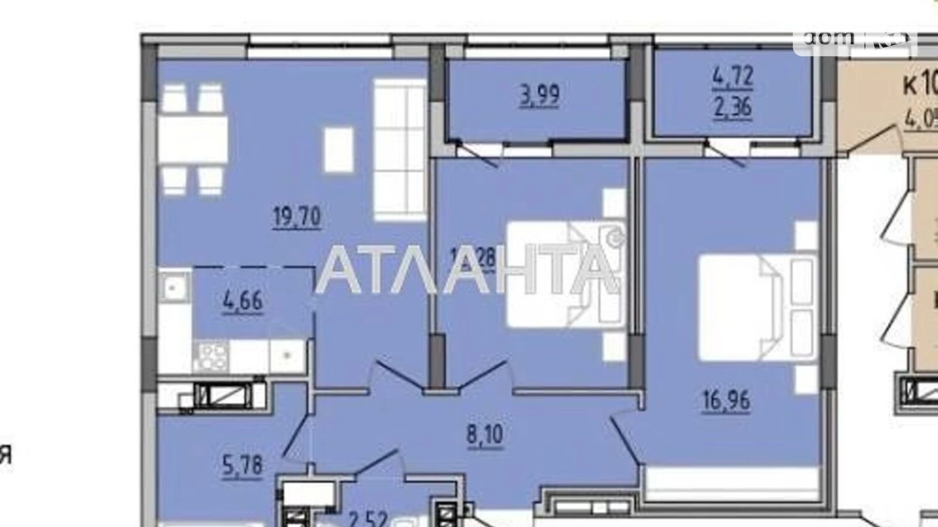 Продается 2-комнатная квартира 76.35 кв. м в Львове, ул. Хмельницкого Богдана