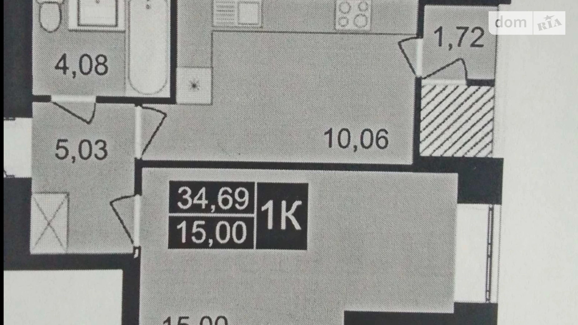 Продається 1-кімнатна квартира 35 кв. м у Хмельницькому, вул. Лісогринівецька