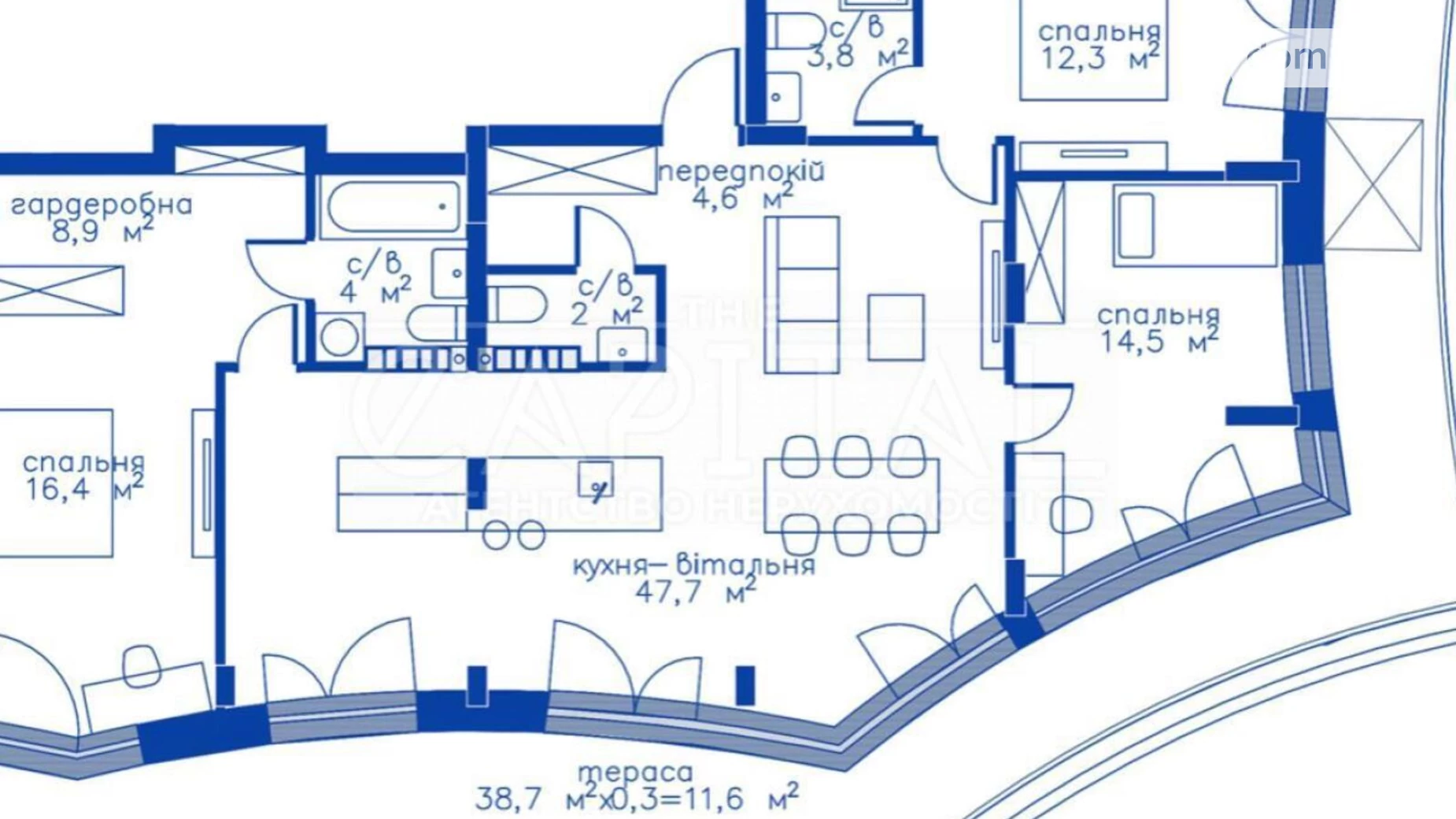 Продается 3-комнатная квартира 125 кв. м в Киеве, ул. Набережно-Рыбальская, 15