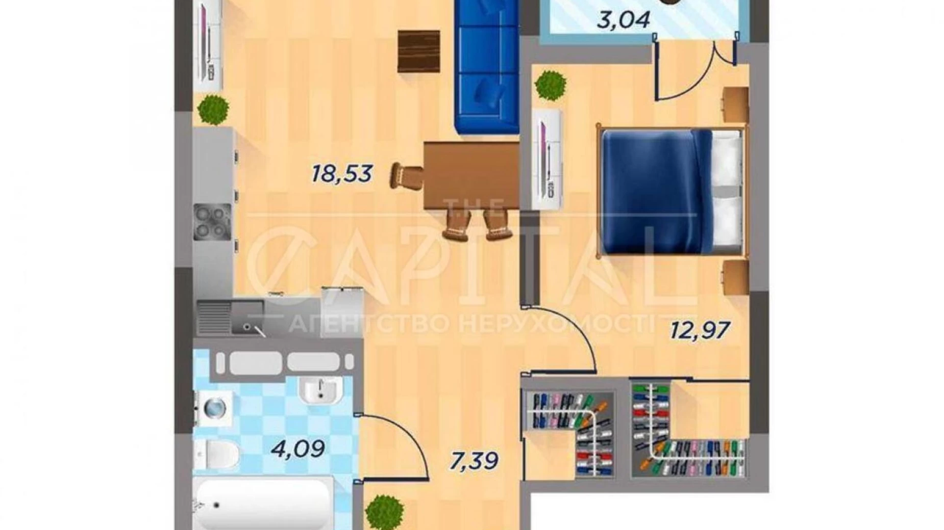 Продается 1-комнатная квартира 46 кв. м в Киеве, ул. Шолуденко, 1