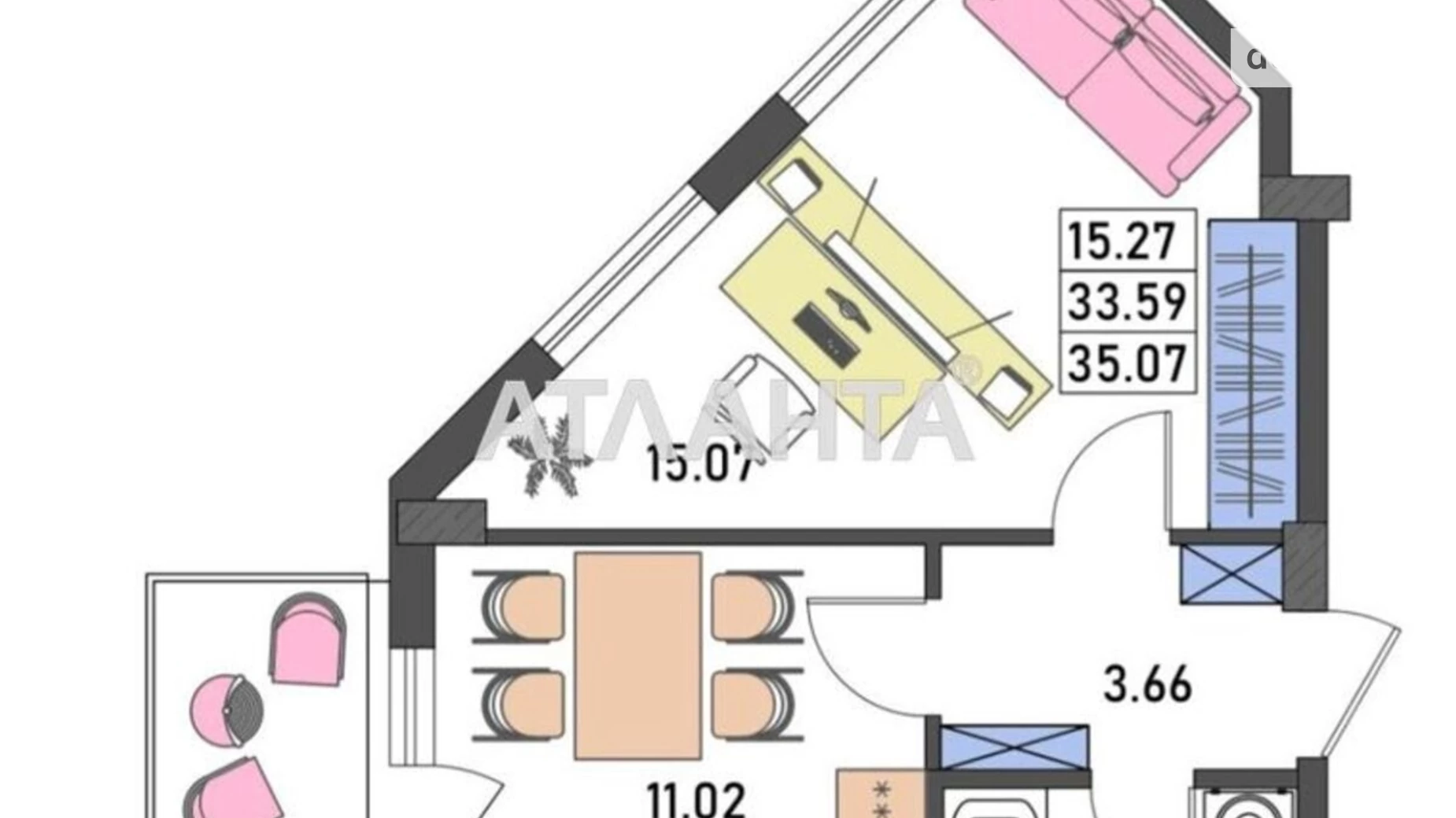 Продается 1-комнатная квартира 35.07 кв. м в Лесках, ул. Заболотного Академика - фото 5