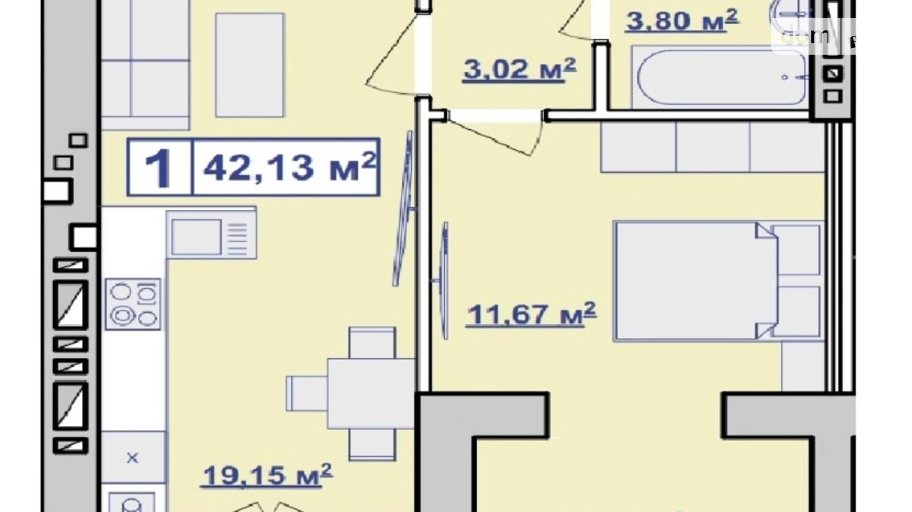 Продается 1-комнатная квартира 44 кв. м в Ивано-Франковске, ул. Пасечная