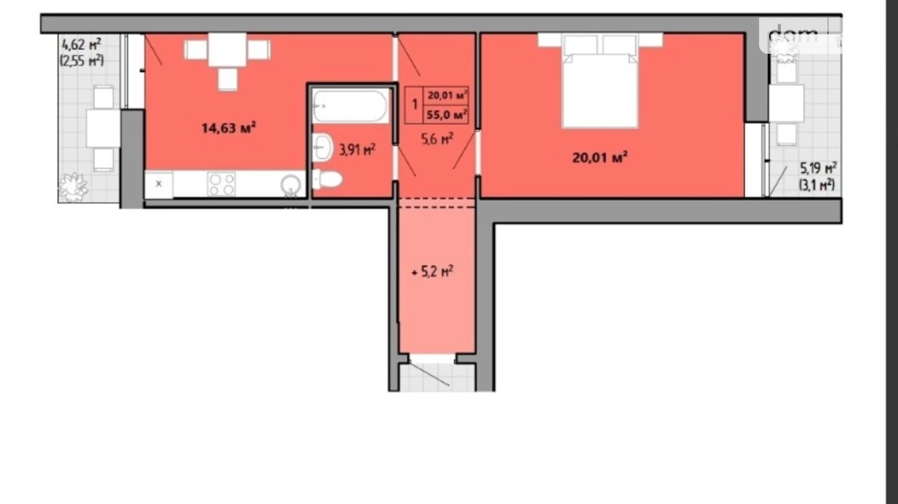 Продается 1-комнатная квартира 55 кв. м в Одессе, ул. Жемчужная, 2 - фото 3