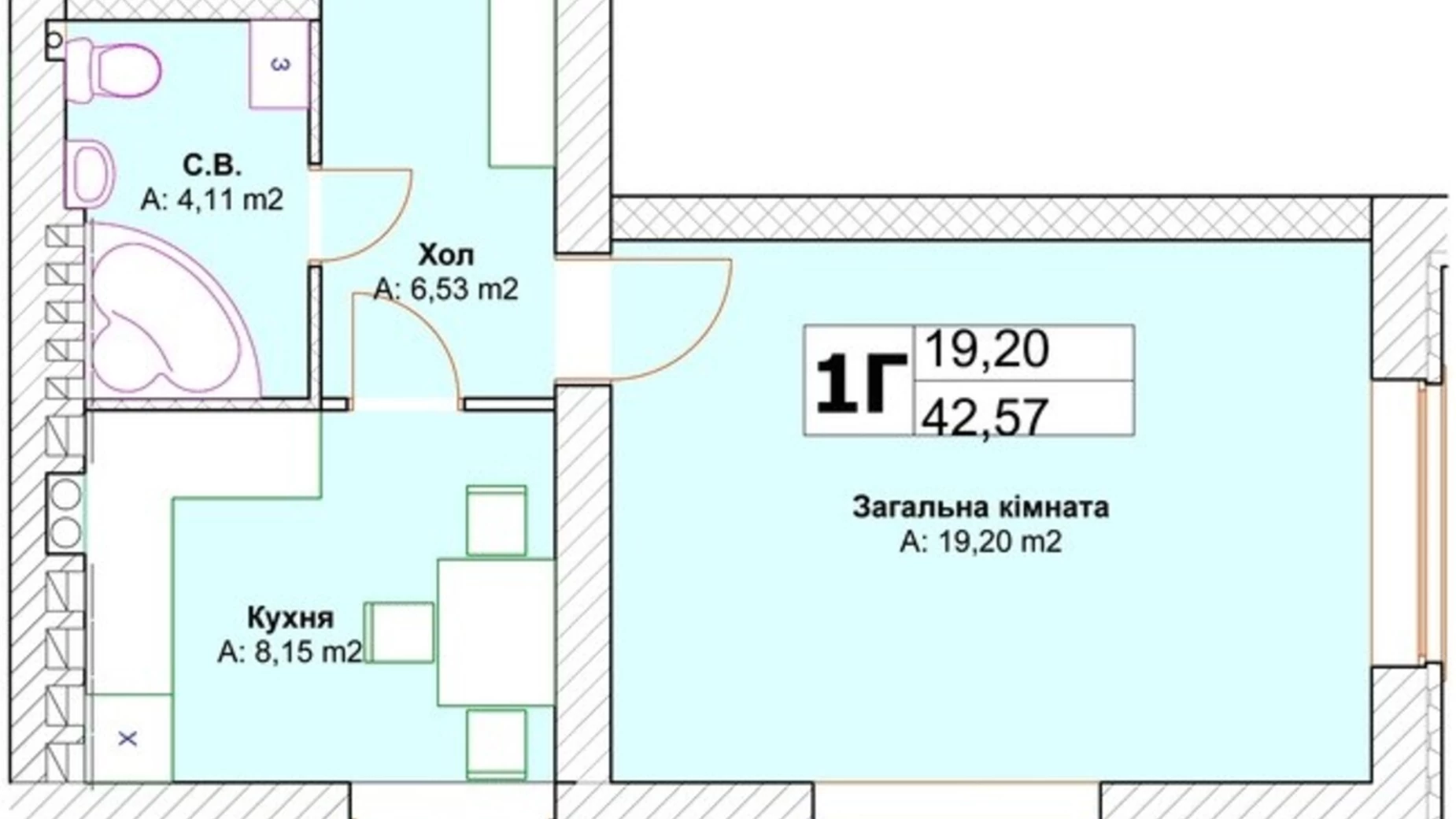 Продается 1-комнатная квартира 43 кв. м в Ирпене, ул. Севериновская, 25В