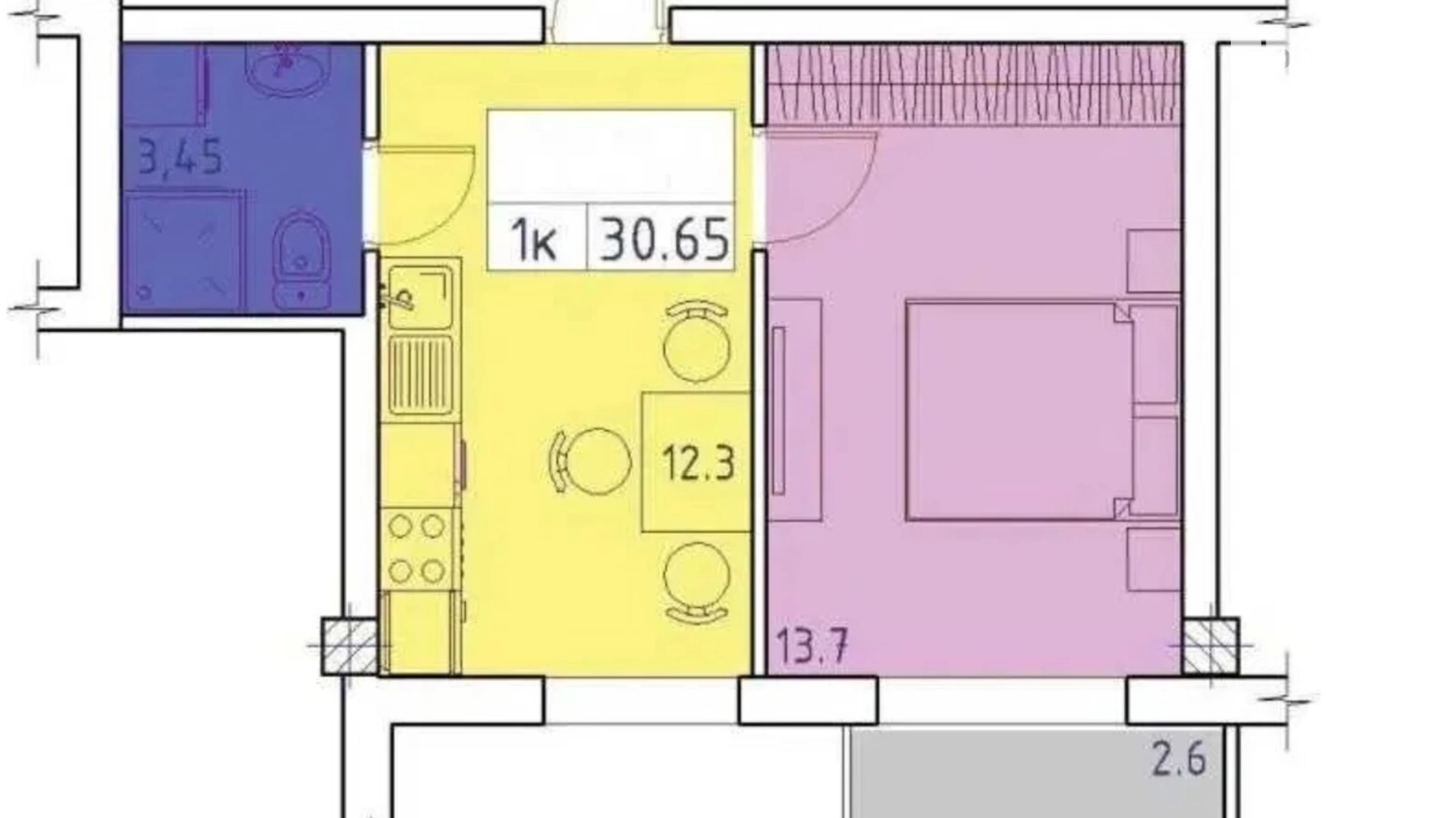 Продається 1-кімнатна квартира 31 кв. м у Одесі, вул. Геранієва