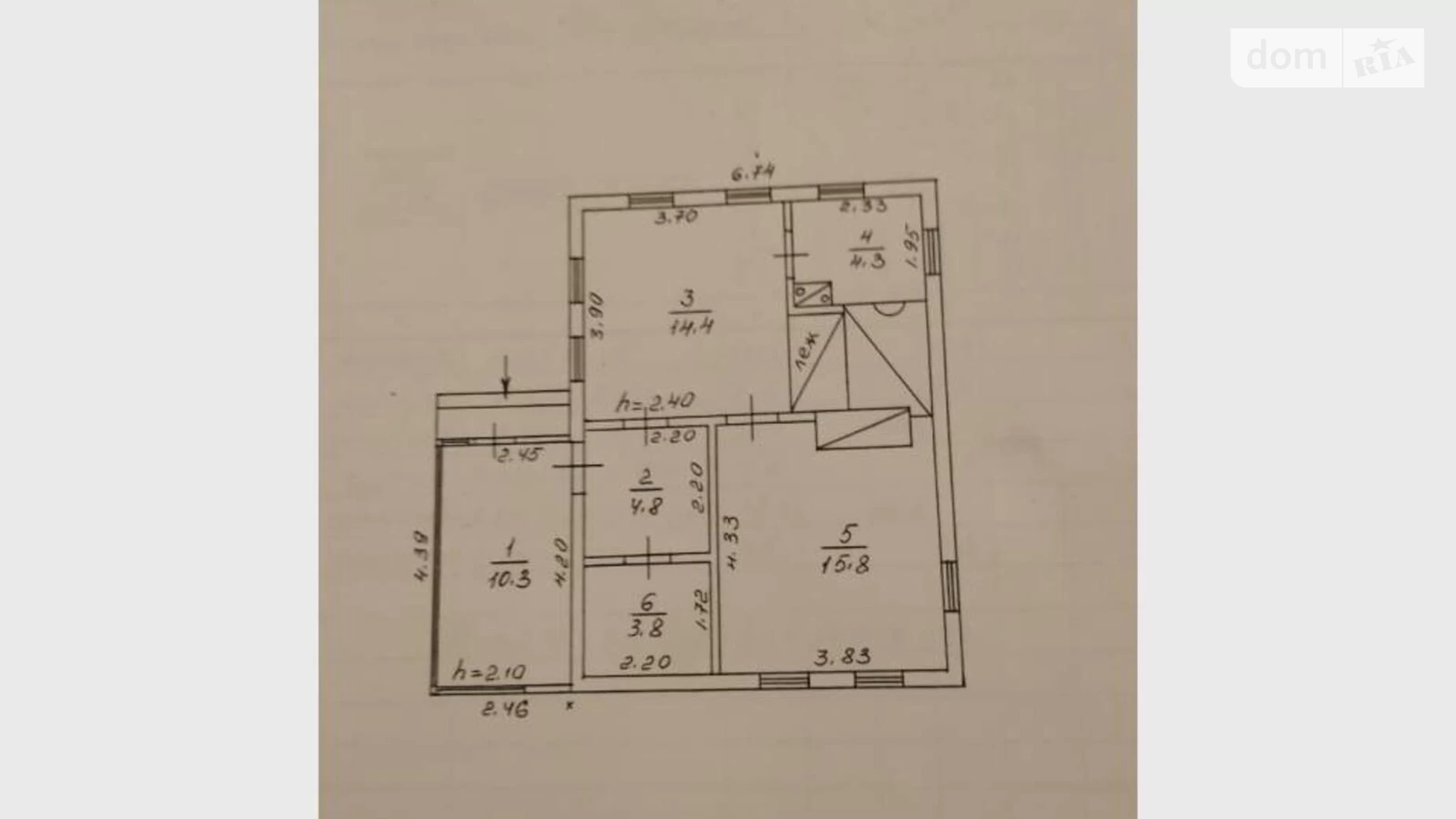 Продается одноэтажный дом 53 кв. м с садом, с. Хрещатик