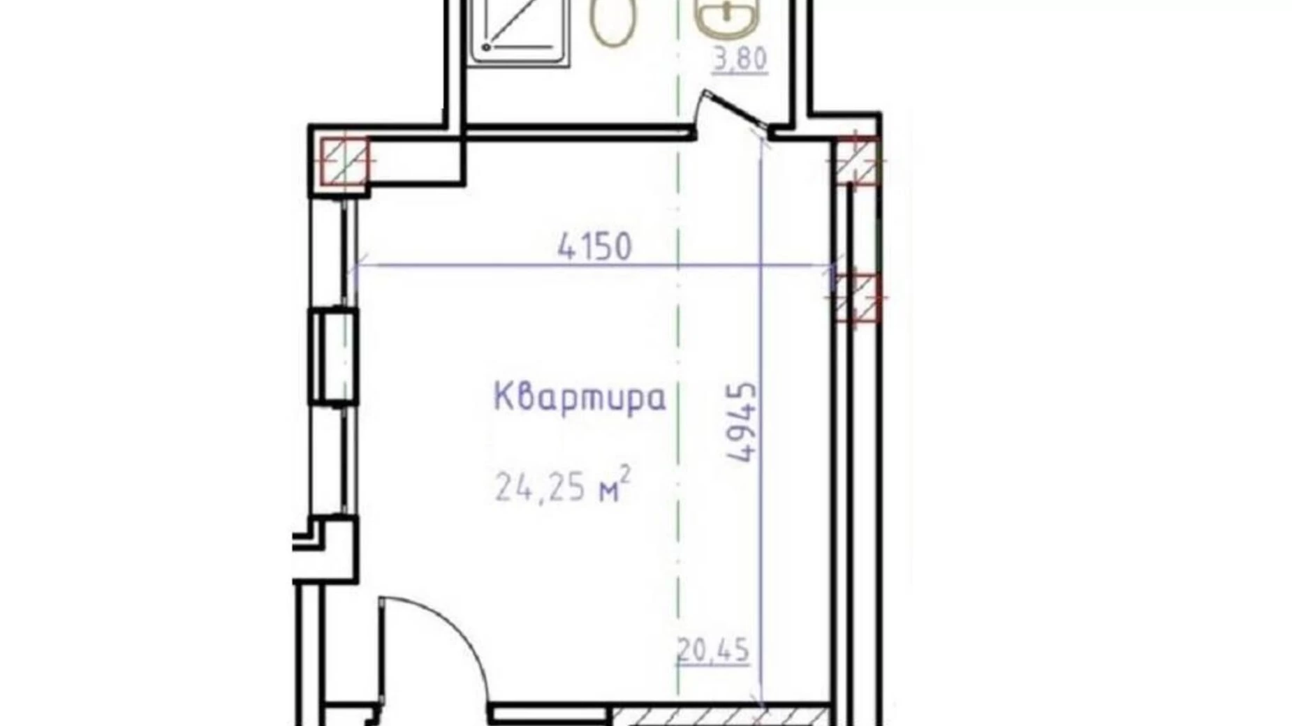 Продається 1-кімнатна квартира 25 кв. м у Одесі, ул. Новосельського