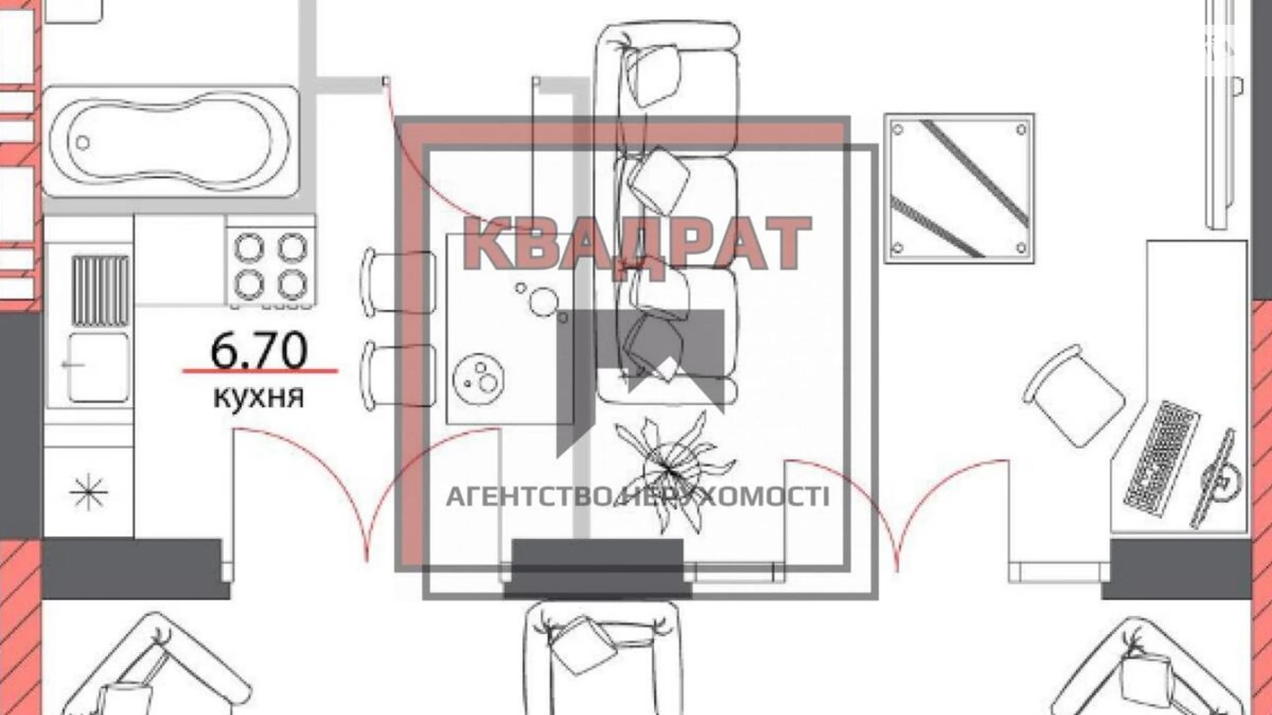 Продается 1-комнатная квартира 52 кв. м в Полтаве, ул. Шевченко