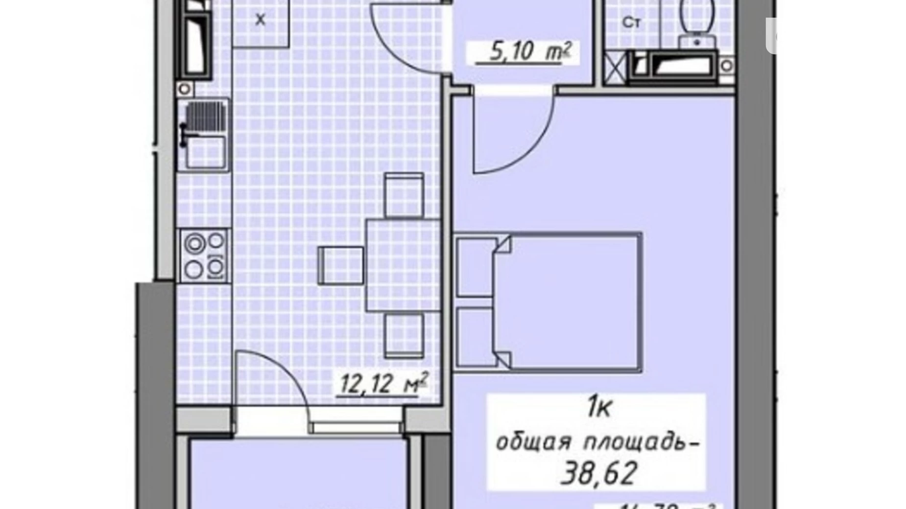 Продается 1-комнатная квартира 38.62 кв. м в Одессе, пер. Курортный, 2