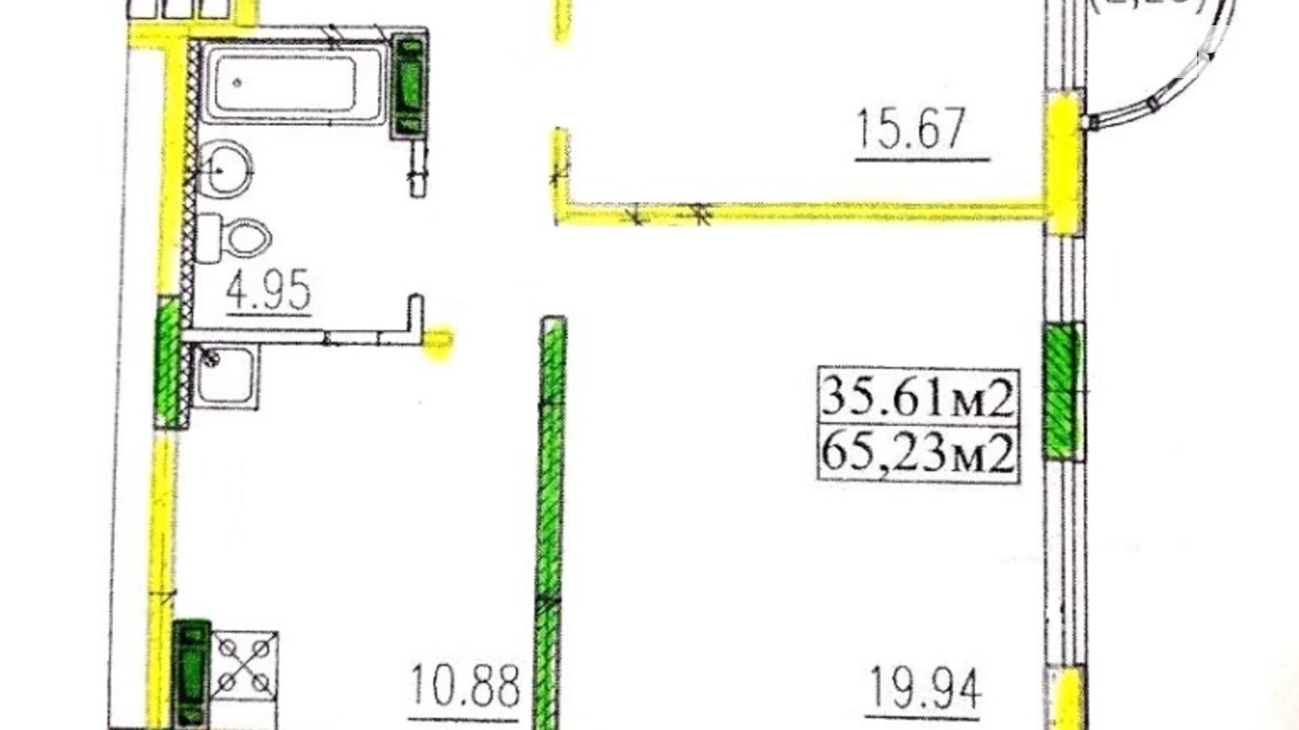 Продается 2-комнатная квартира 65.23 кв. м в Черкассах, ул. Благовестная, 210