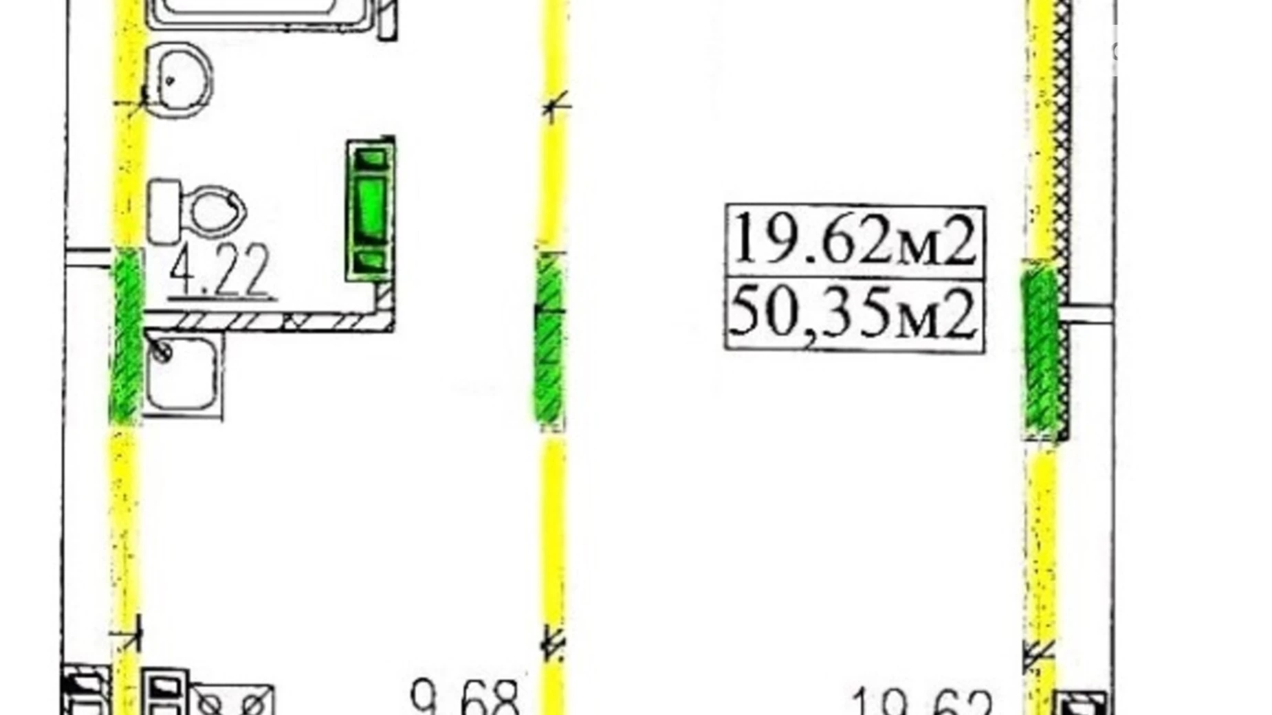 Продается 1-комнатная квартира 50.35 кв. м в Черкассах, ул. Благовестная, 210 - фото 3