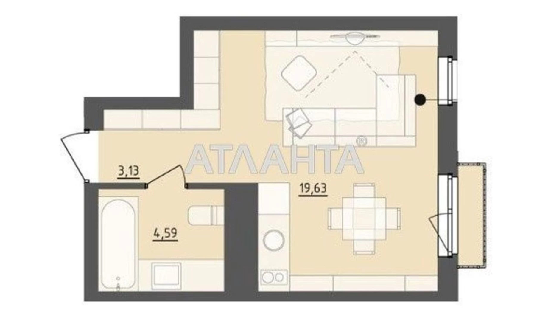 Продается 1-комнатная квартира 27.63 кв. м в Львове, ул. Лемковская - фото 3