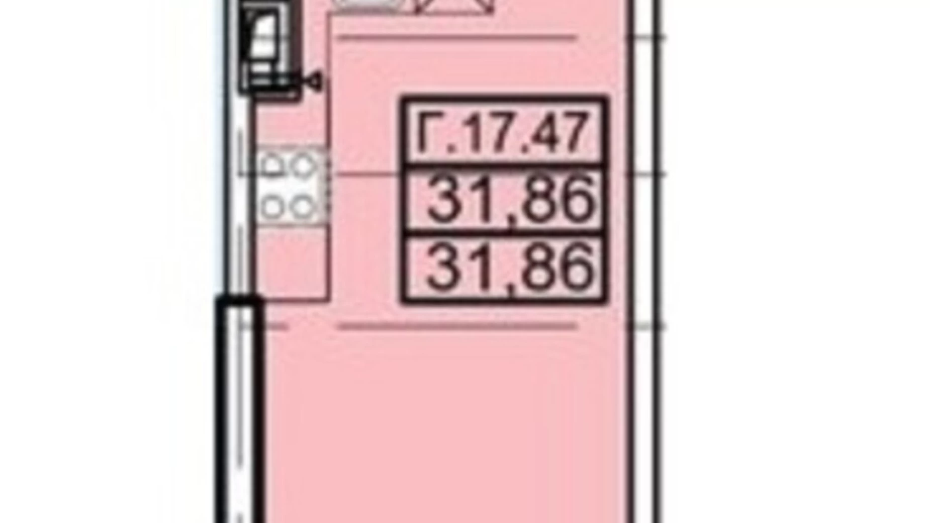 Продається 1-кімнатна квартира 31.86 кв. м у Одесі, вул. Генуезька, 1Г