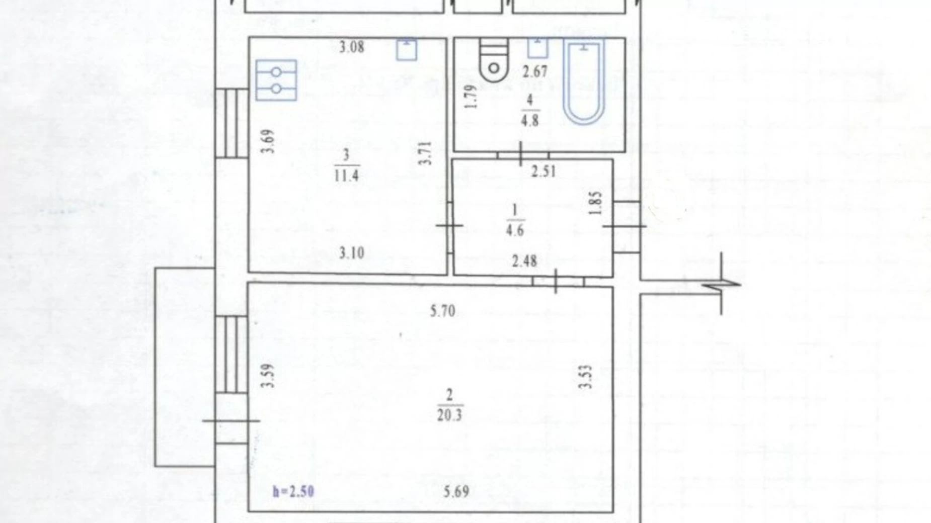 Продается 1-комнатная квартира 42 кв. м в Полтаве