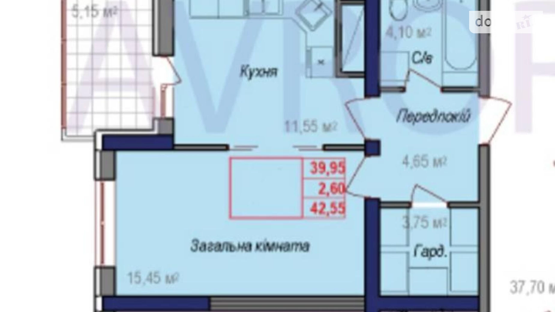 Продается 1-комнатная квартира 37.85 кв. м в Одессе, ул. Героев Крут