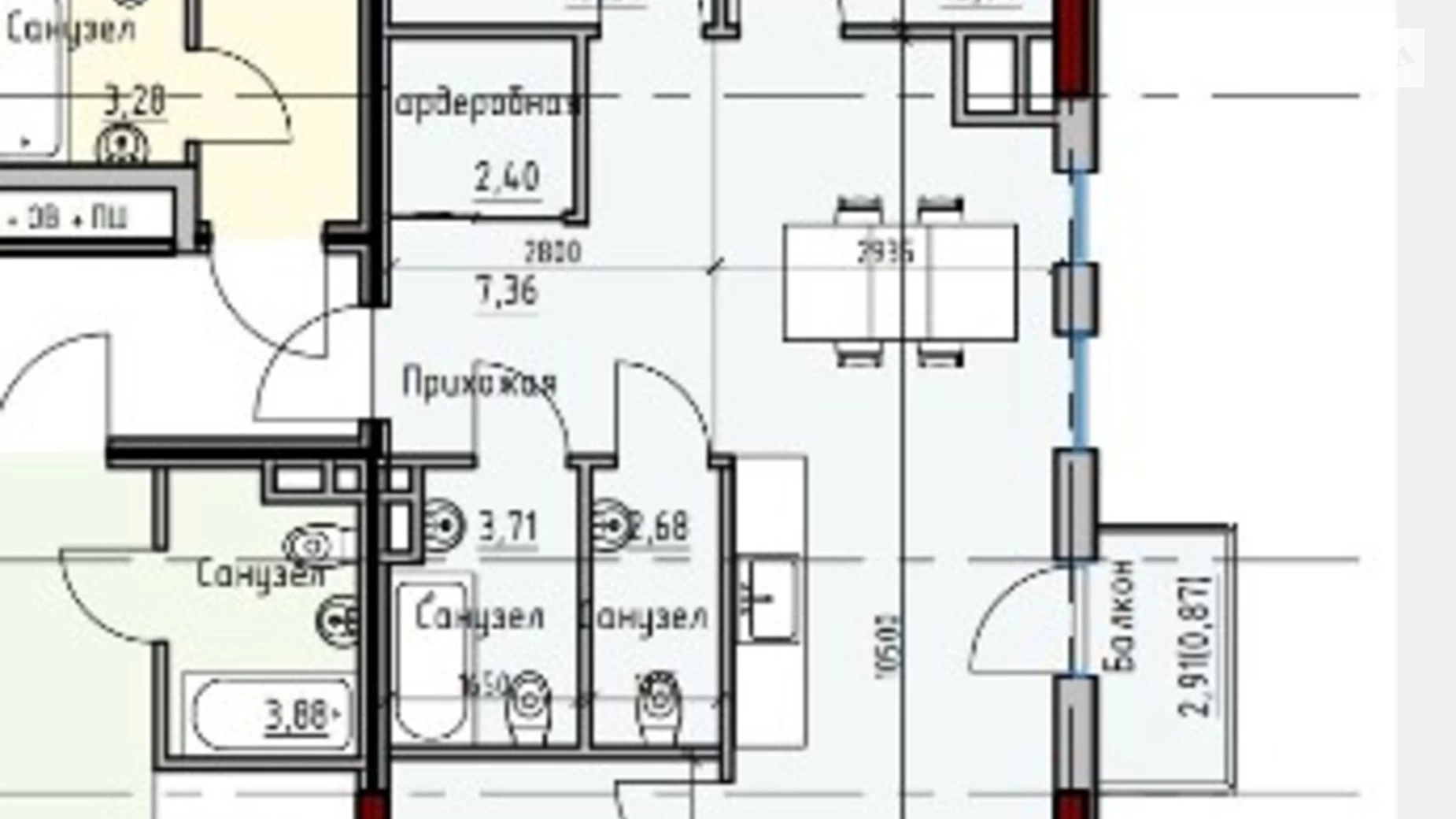 Продається 3-кімнатна квартира 90.6 кв. м у Одесі, вул. Радісна