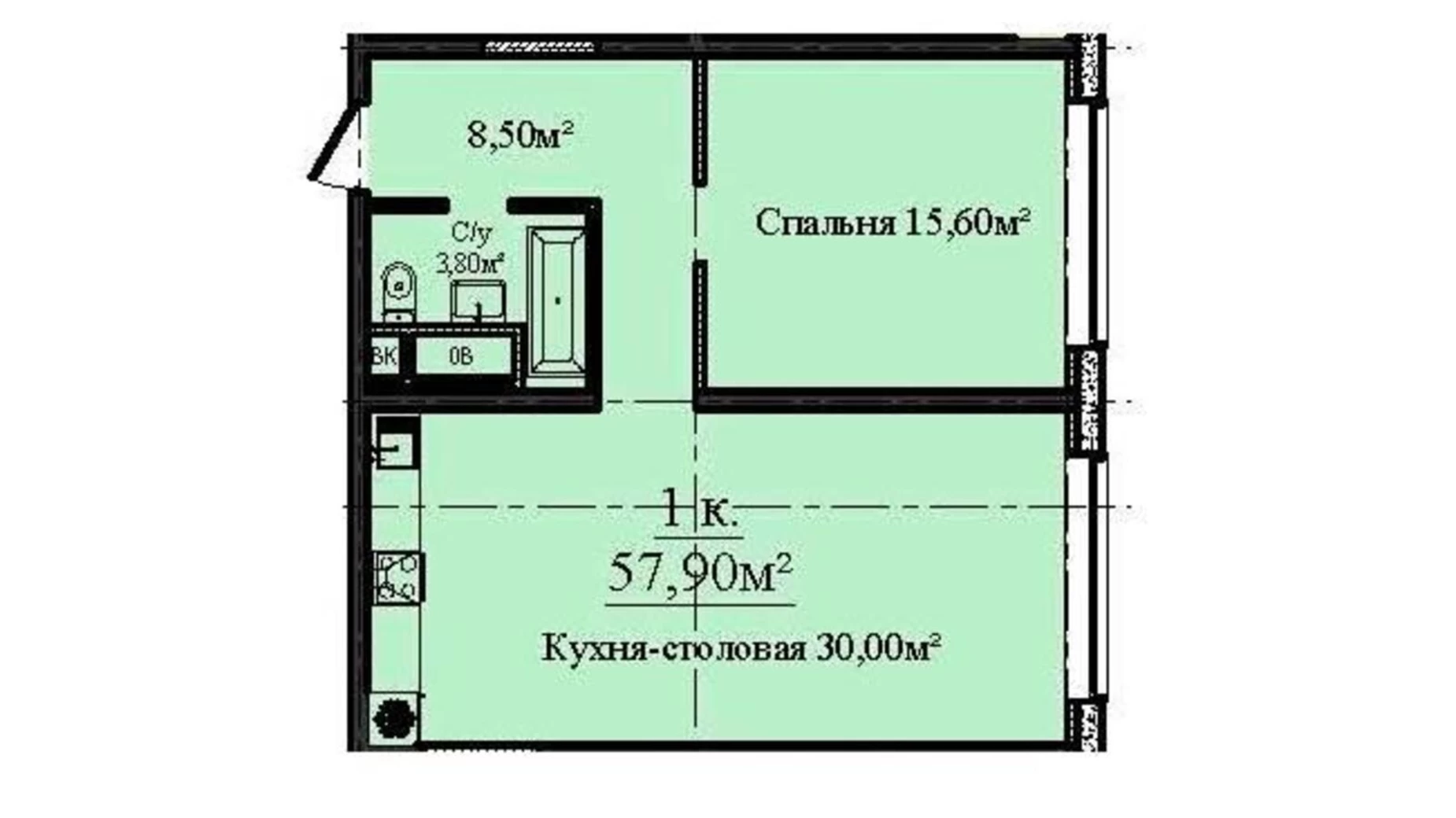 Продается 1-комнатная квартира 57.9 кв. м в Одессе, плато Гагаринское - фото 4