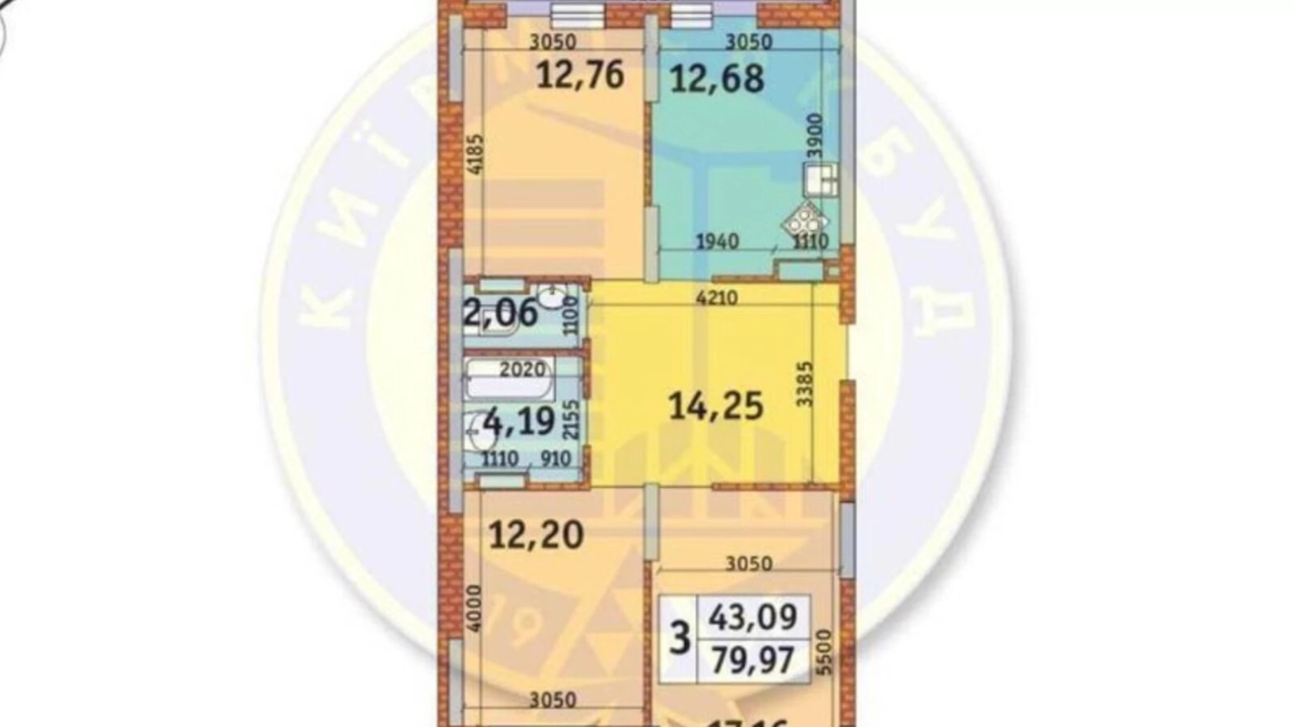 Продается 3-комнатная квартира 80 кв. м в Киеве, ул. Петра Радченко, 27-29