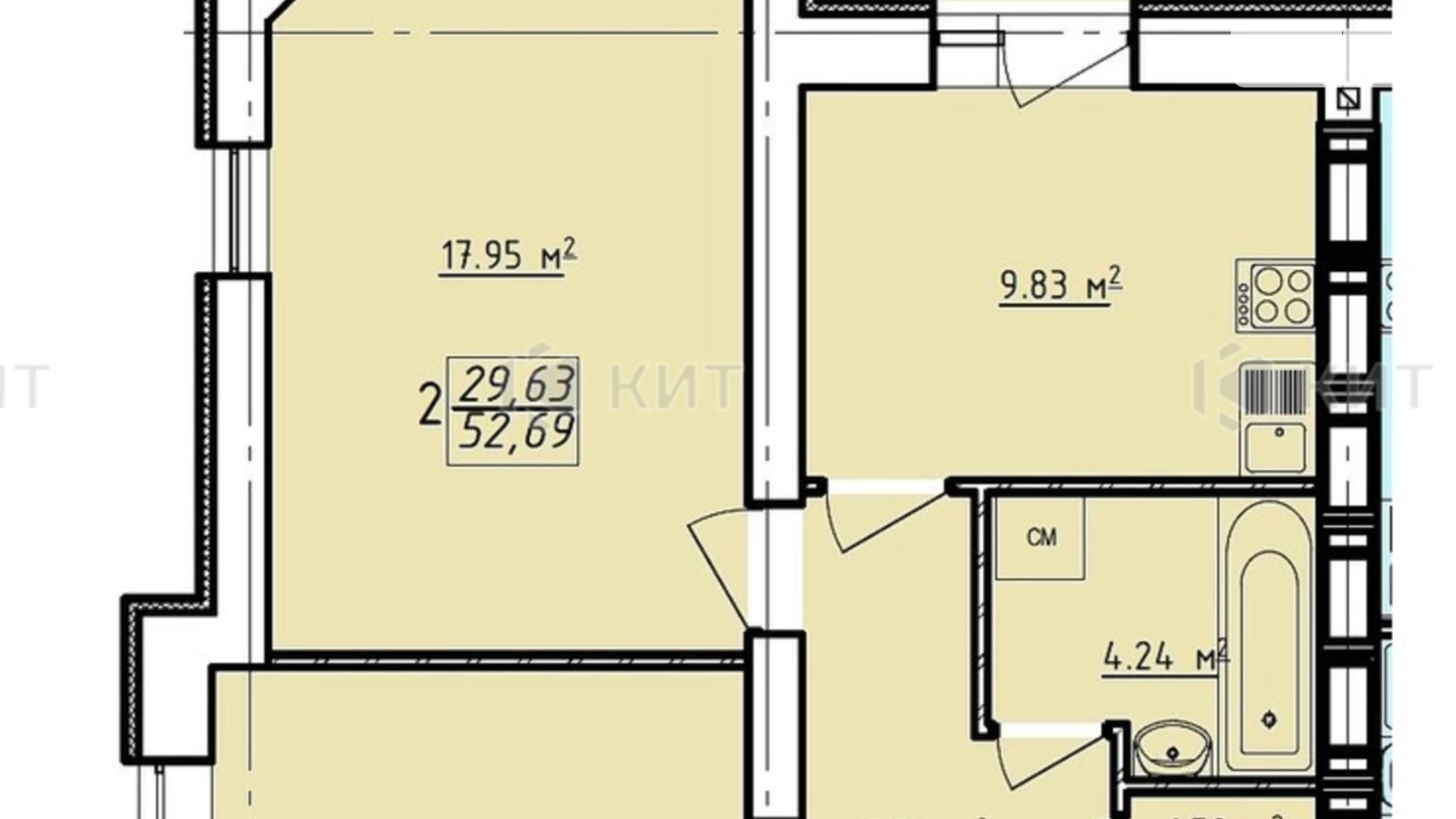 Продается 2-комнатная квартира 53 кв. м в Харькове, ул. Заливная, 12