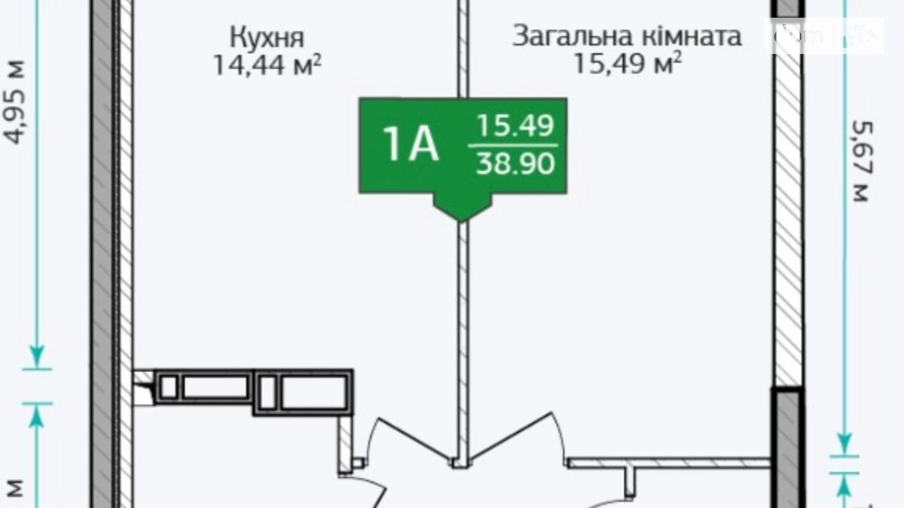 Продається 1-кімнатна квартира 39 кв. м у Ірпені, вул. Літературна(Чехова), 27