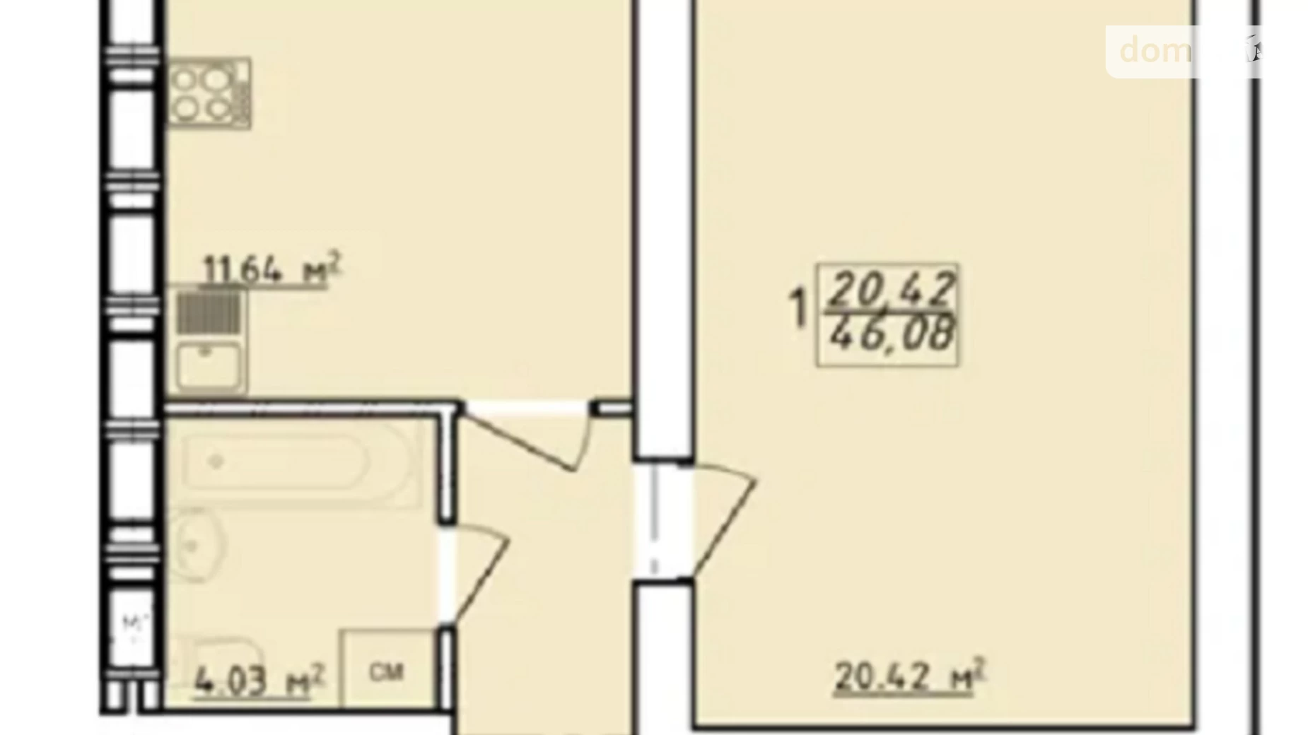 Продается 1-комнатная квартира 46.08 кв. м в Харькове, ул. Елизаветинская, 2Б - фото 4