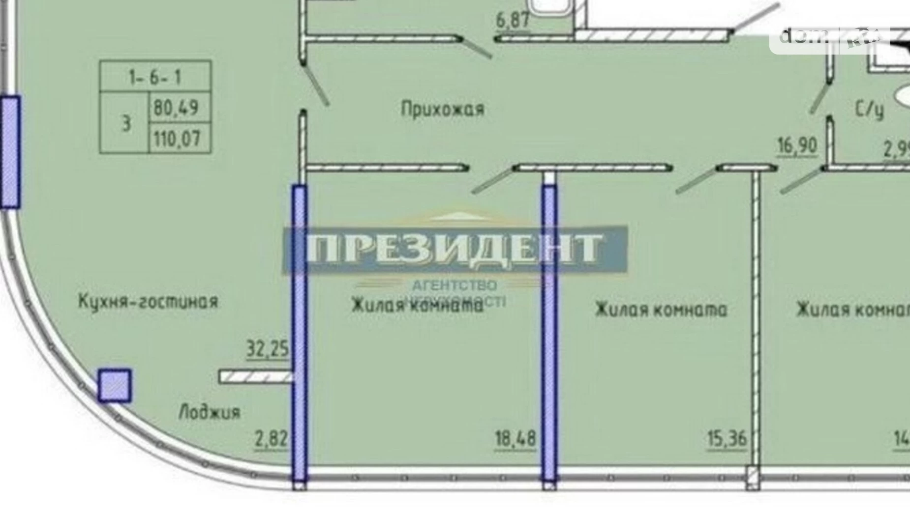 Продається 3-кімнатна квартира 110 кв. м у Одесі, вул. Каманіна, 16/6А