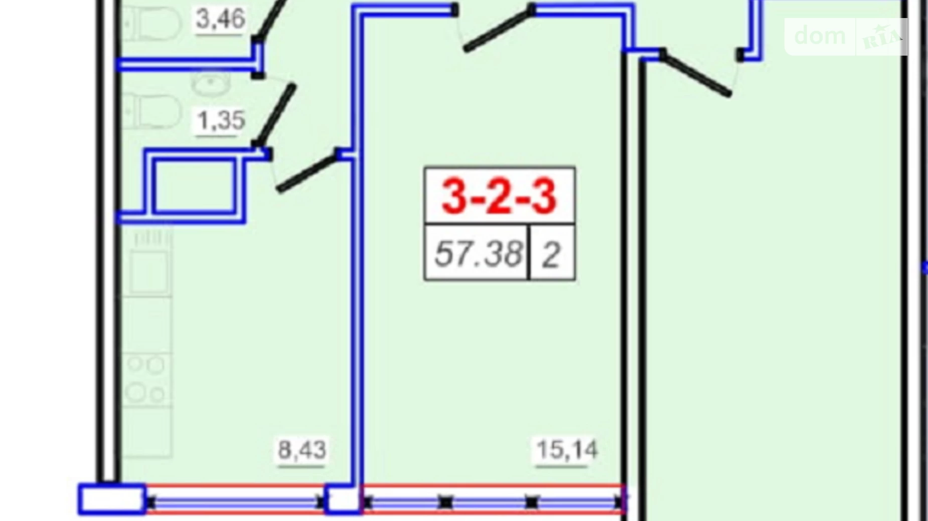 Продается 2-комнатная квартира 57.5 кв. м в Одессе, ул. Жемчужная, 8 - фото 5