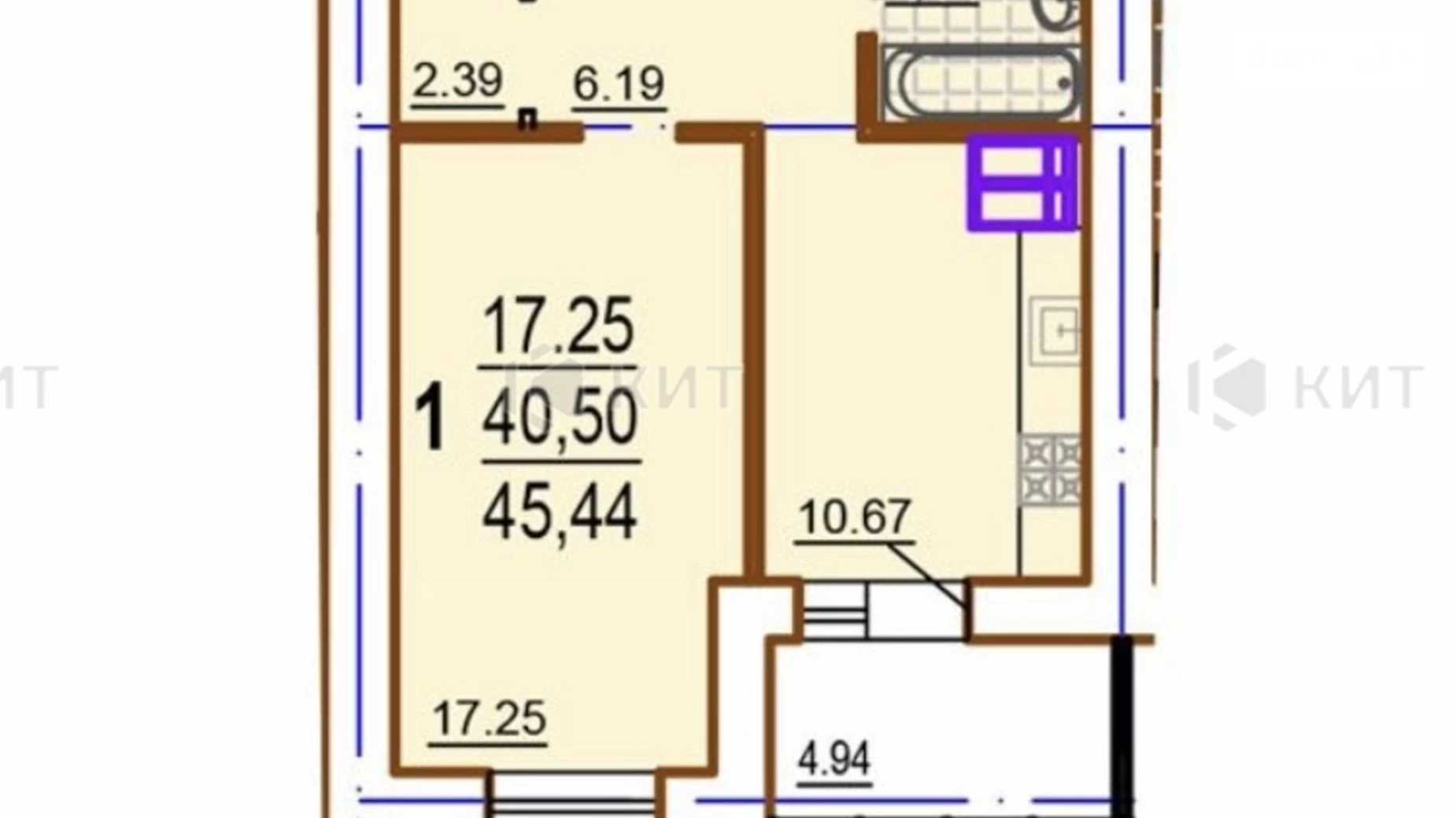 Продается 1-комнатная квартира 46 кв. м в Харькове, ул. Шекспира, 13