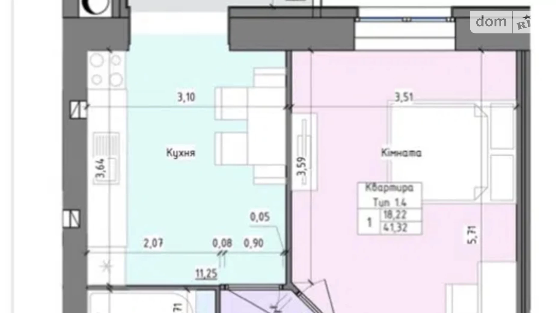 Продается 1-комнатная квартира 43 кв. м в Хмельницком, ул. Кармелюка