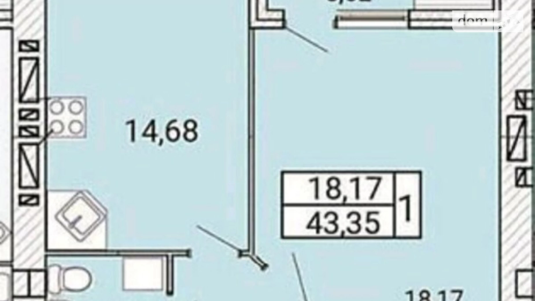 Продается 1-комнатная квартира 43 кв. м в Хмельницком, ул. Кармелюка