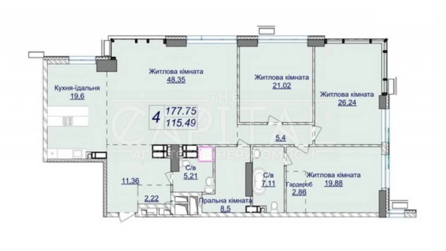 Продается 4-комнатная квартира 178 кв. м в Киеве, ул. Андрея Верхогляда(Драгомирова), 7/2 - фото 3