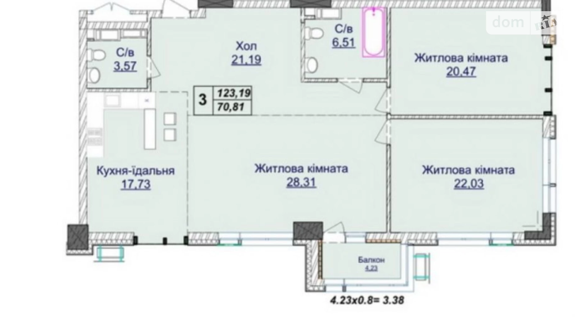 Продается 3-комнатная квартира 121 кв. м в Киеве, ул. Андрея Верхогляда(Драгомирова), 18