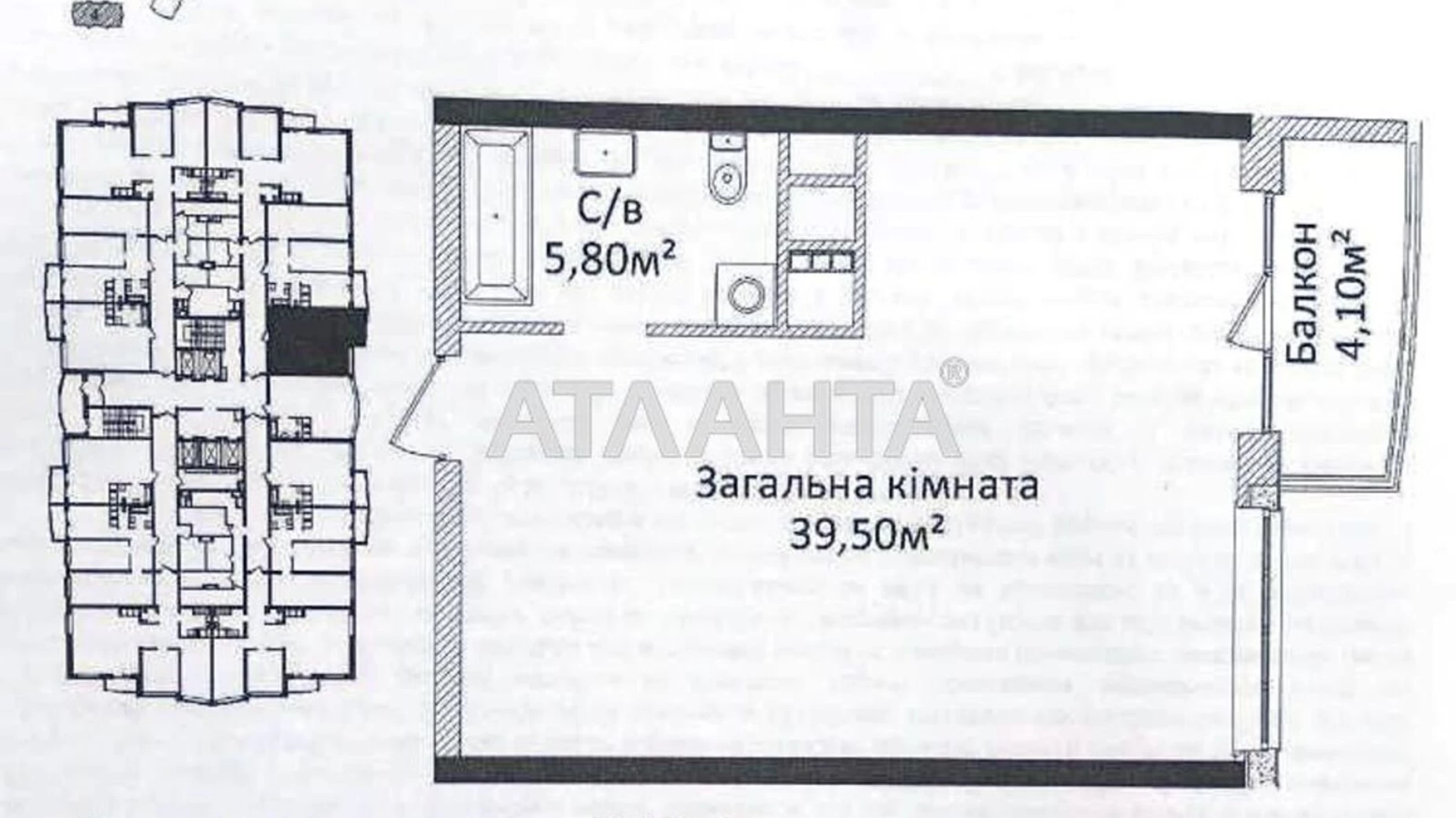 Продається 1-кімнатна квартира 46.5 кв. м у Одесі, просп. Гагаріна