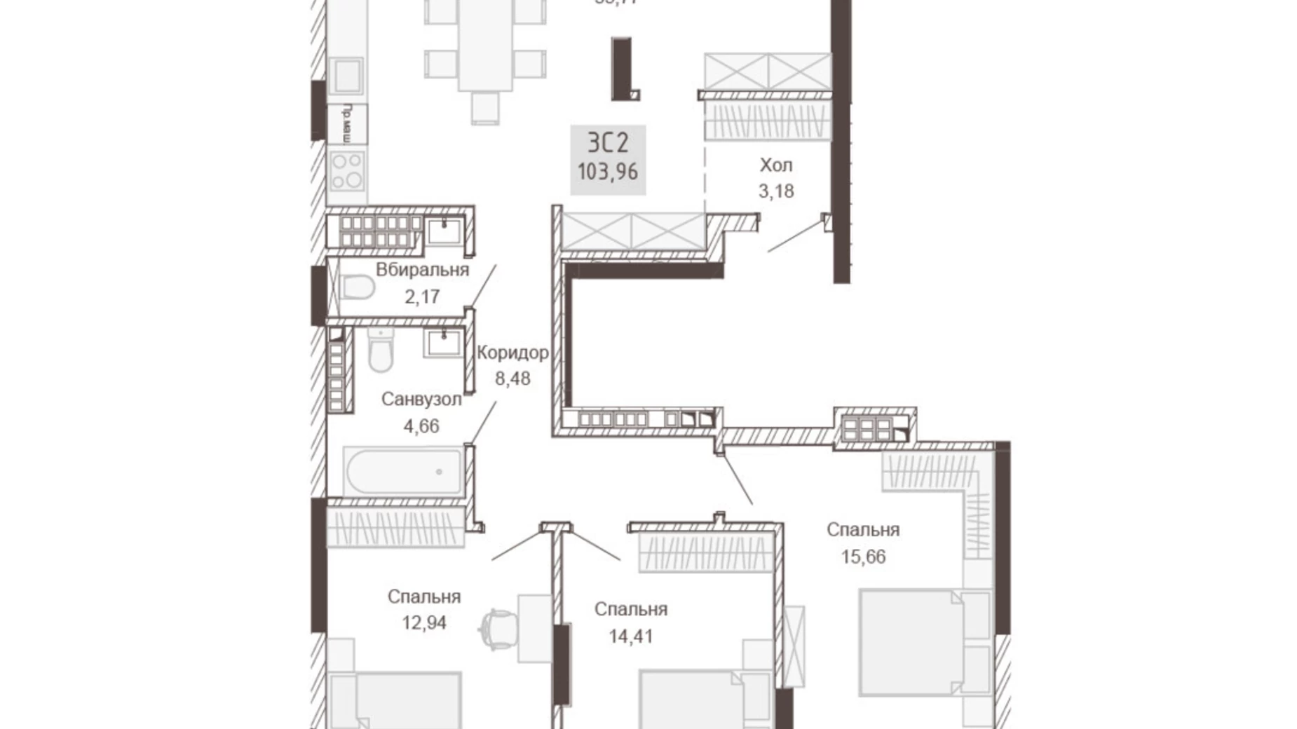 Продается 3-комнатная квартира 104.32 кв. м в Ровно, ул. Вышиванки(Орлова), 2 - фото 3