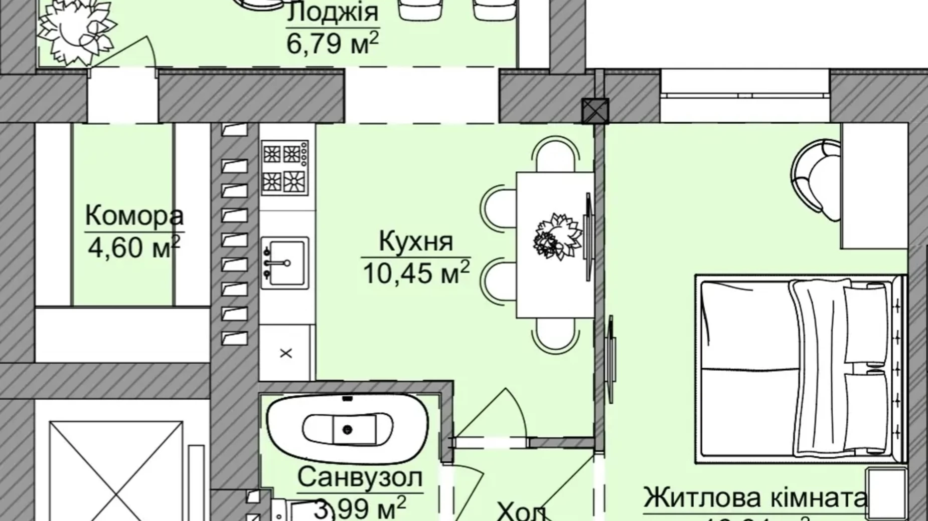 Продается 1-комнатная квартира 45 кв. м в Крыжановка, ул. Семена Палия
