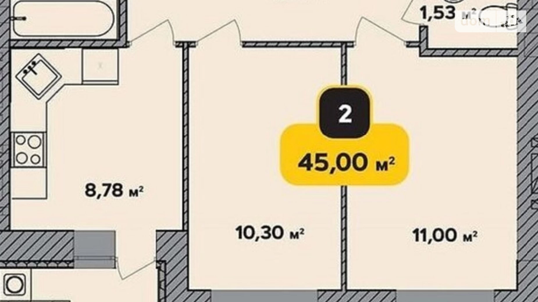 Продается 2-комнатная квартира 46 кв. м в Хмельницком - фото 2