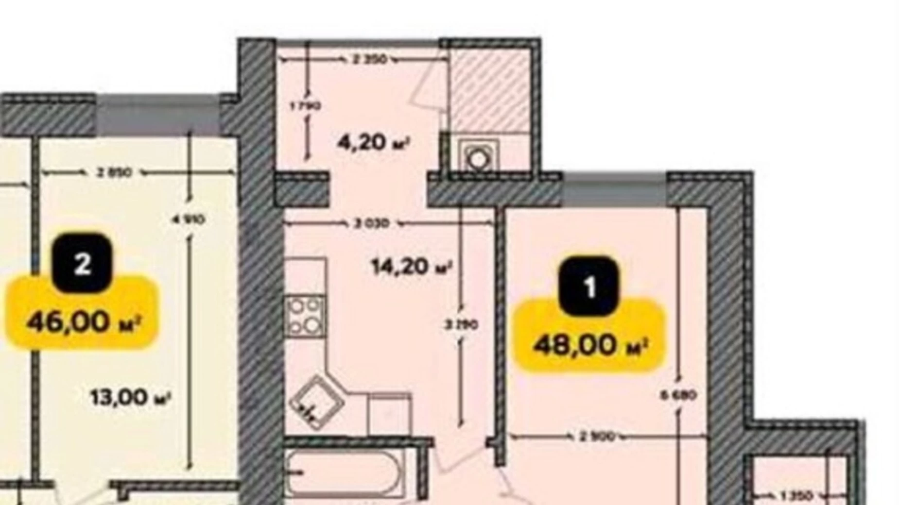 Продается 1-комнатная квартира 48 кв. м в Хмельницком, ул. Институтская - фото 3