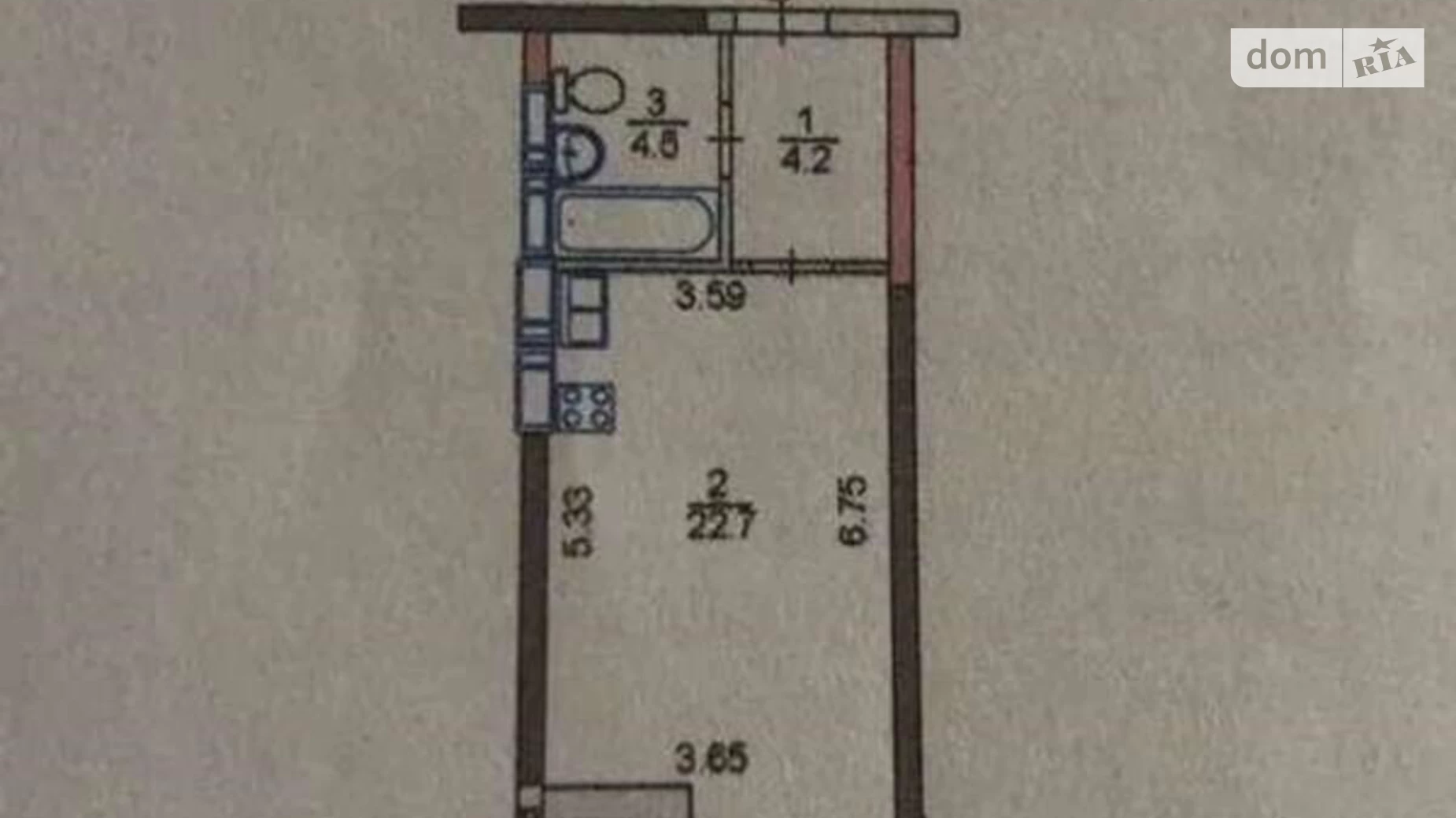 Продается 1-комнатная квартира 31 кв. м в Киеве, ул. Каховская, 58