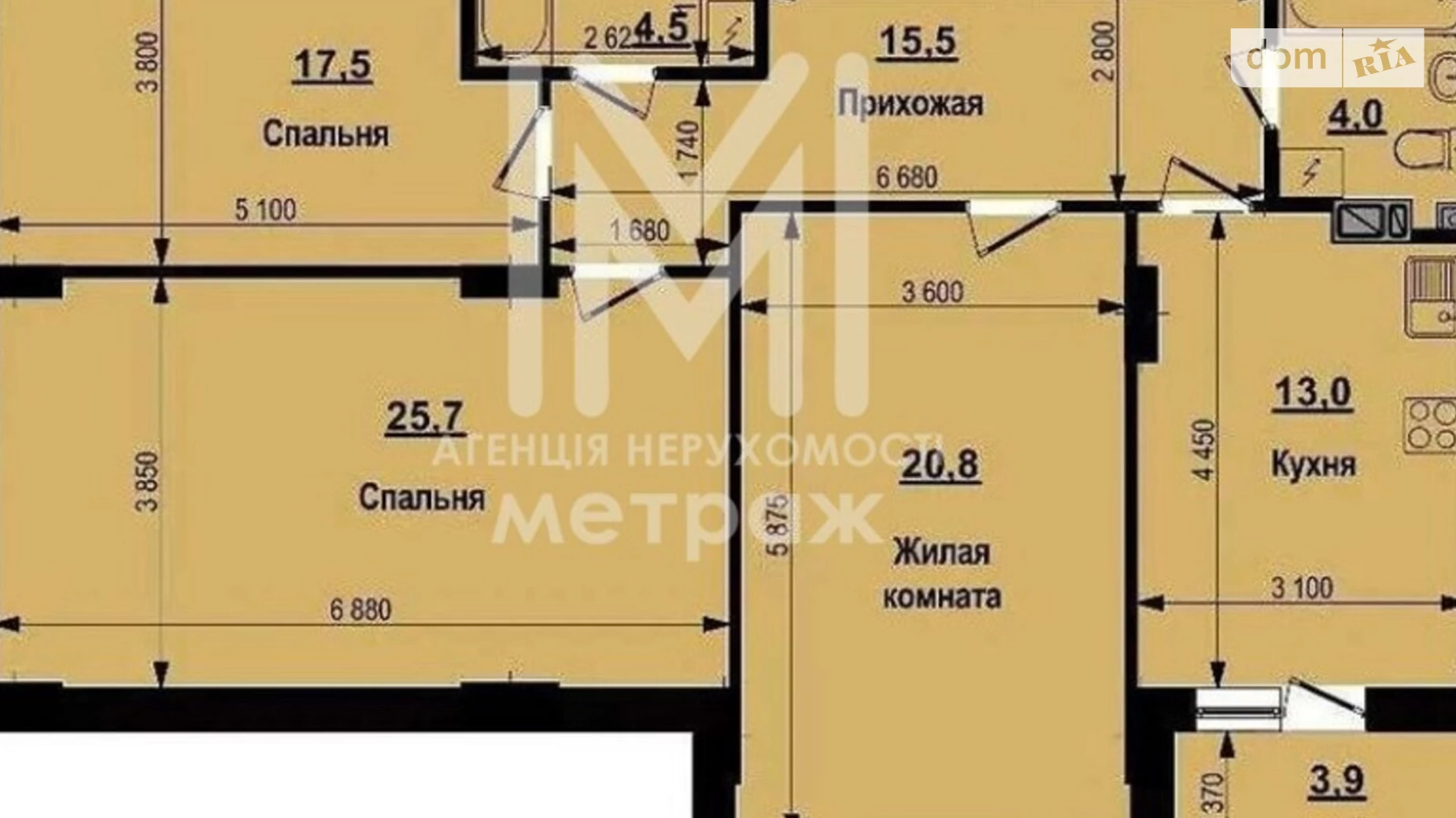 Продається 3-кімнатна квартира 104 кв. м у Харкові, просп. Льва Ландау, 144Г