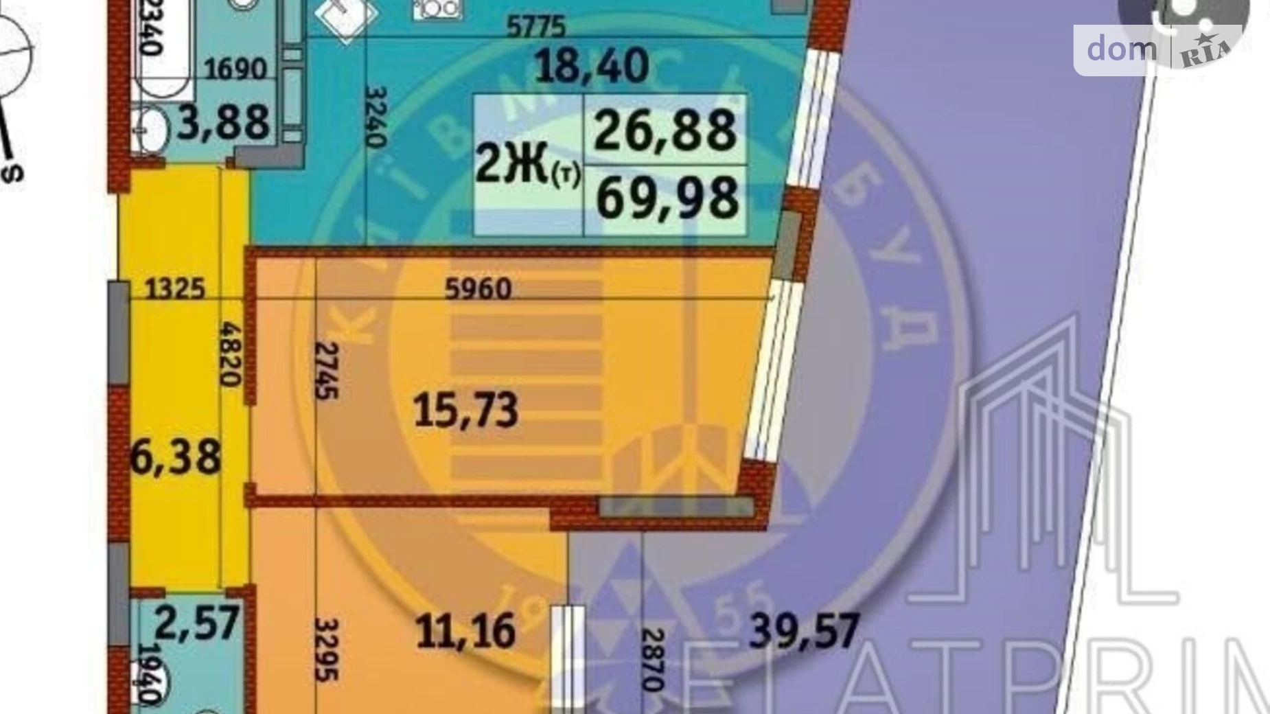 Продається 2-кімнатна квартира 70 кв. м у Києві, вул. Богатирська, 32