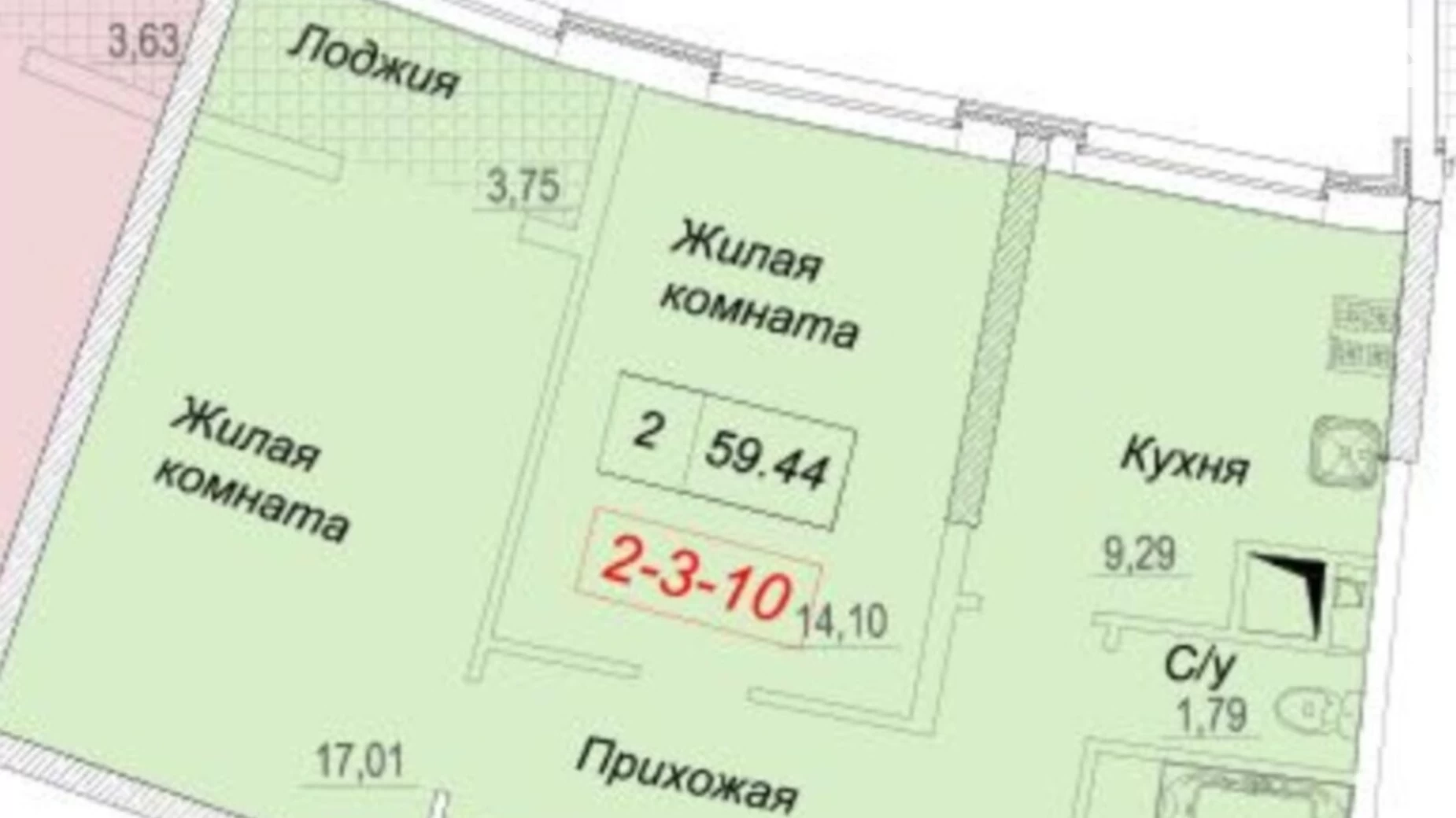 Продається 2-кімнатна квартира 59.5 кв. м у Одесі, вул. Каманіна